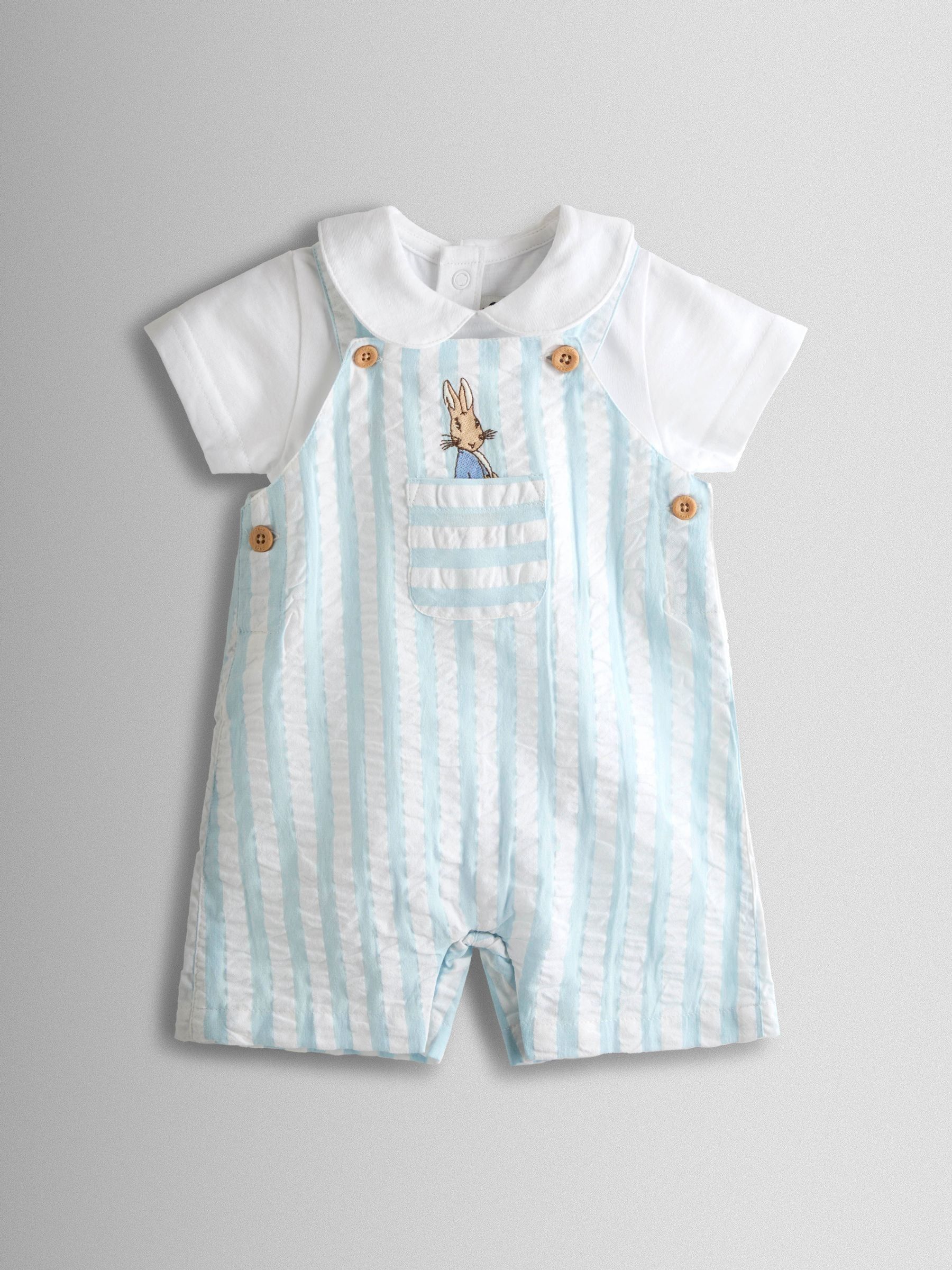 Blue Peter Rabbit™ Stripe Dungaree, Body & Hat Set - Image 3 of 11