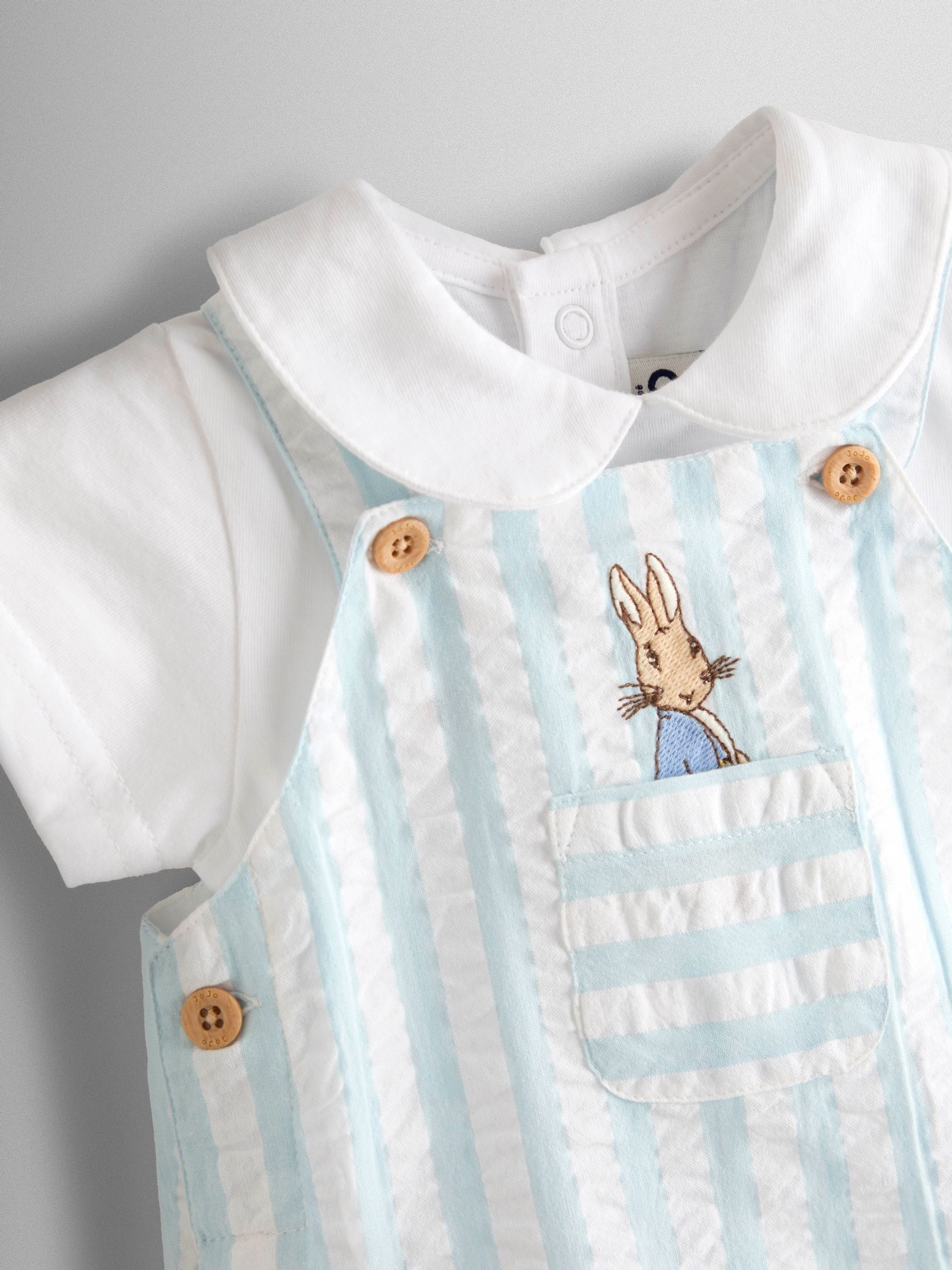 Blue Peter Rabbit™ Stripe Dungaree, Body & Hat Set - Image 4 of 11