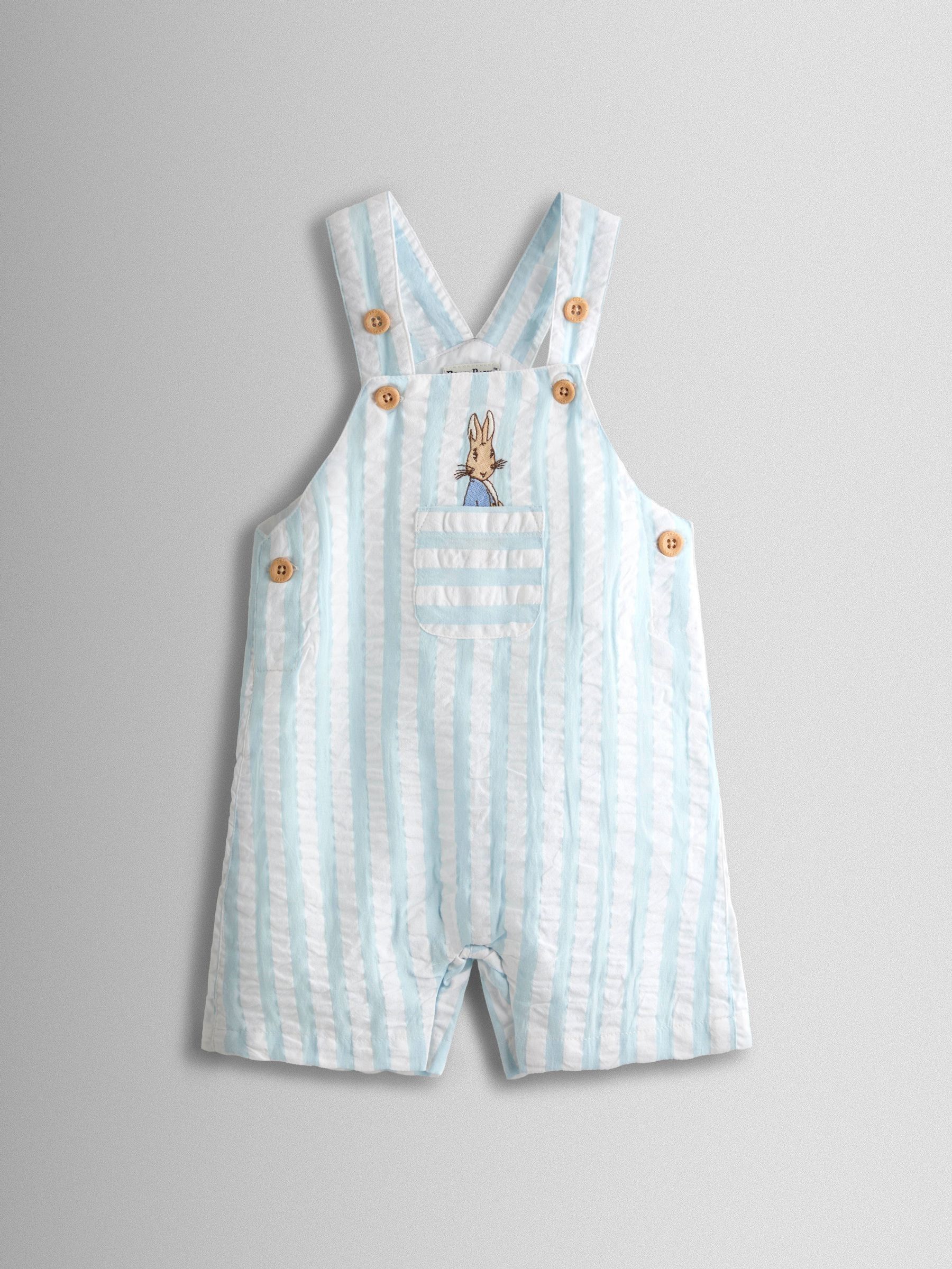 Blue Peter Rabbit™ Stripe Dungaree, Body & Hat Set - Image 5 of 11