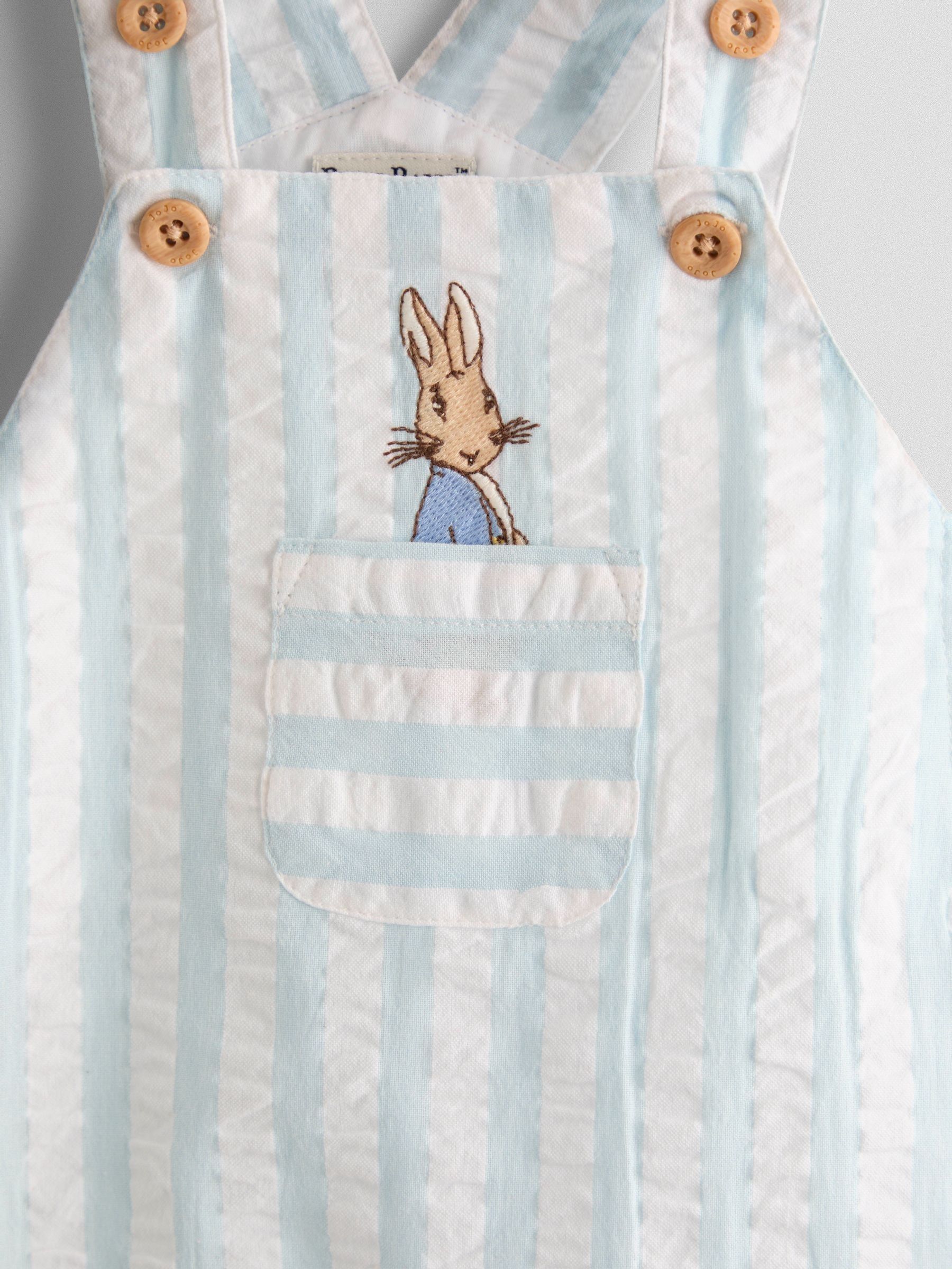 Blue Peter Rabbit™ Stripe Dungaree, Body & Hat Set - Image 6 of 11