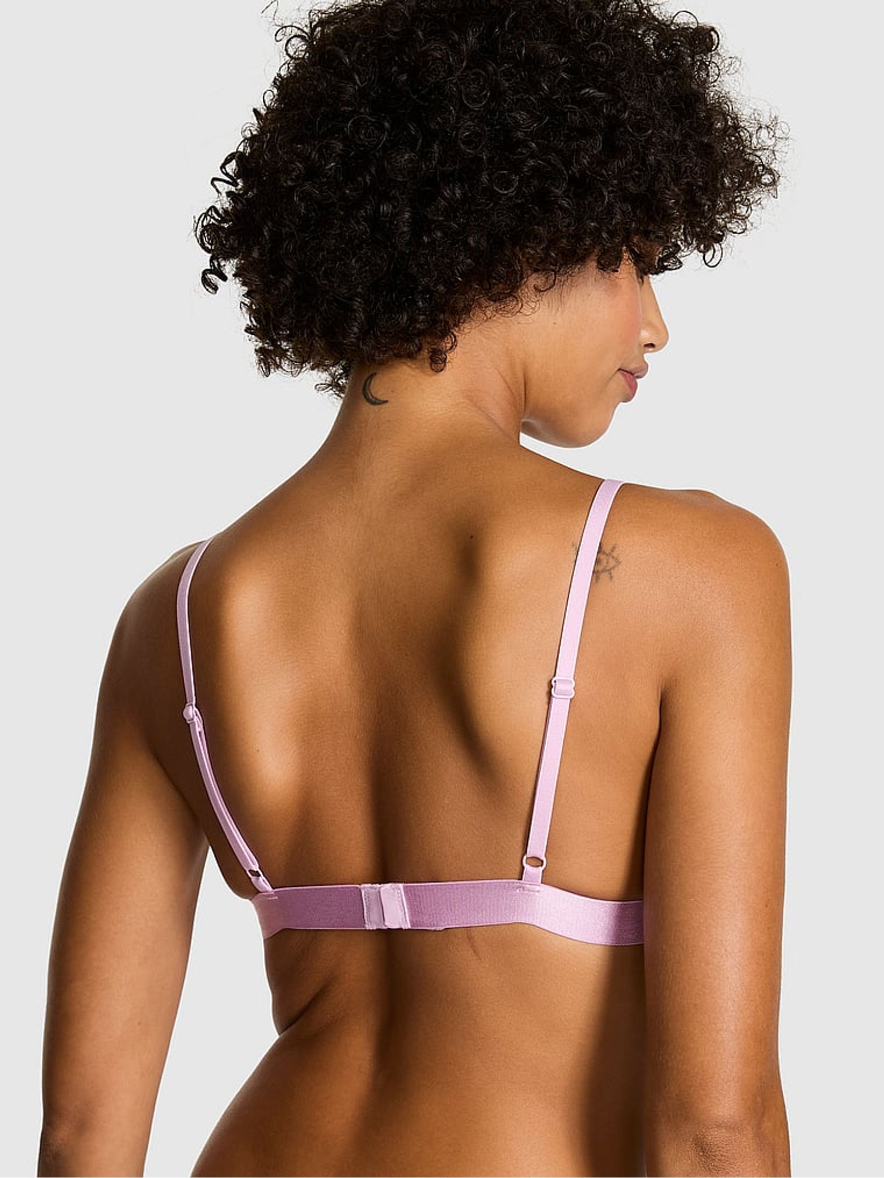 Hushed Lilac Purple Non Wired Push Up Sequin Lace Bralette - Image 2 of 2