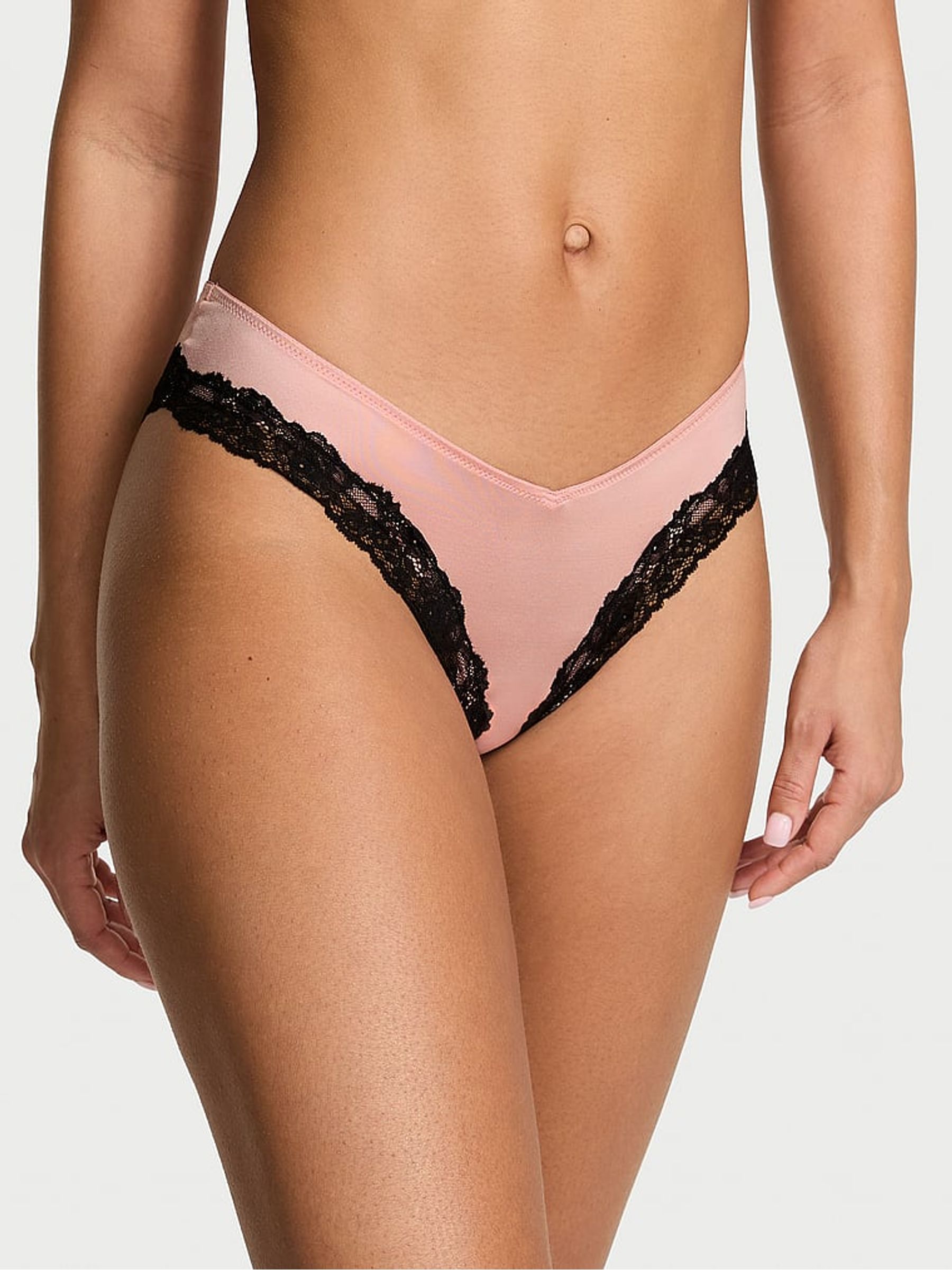 Royal Pink Cheeky Lace Trim Knickers - Image 1 of 2
