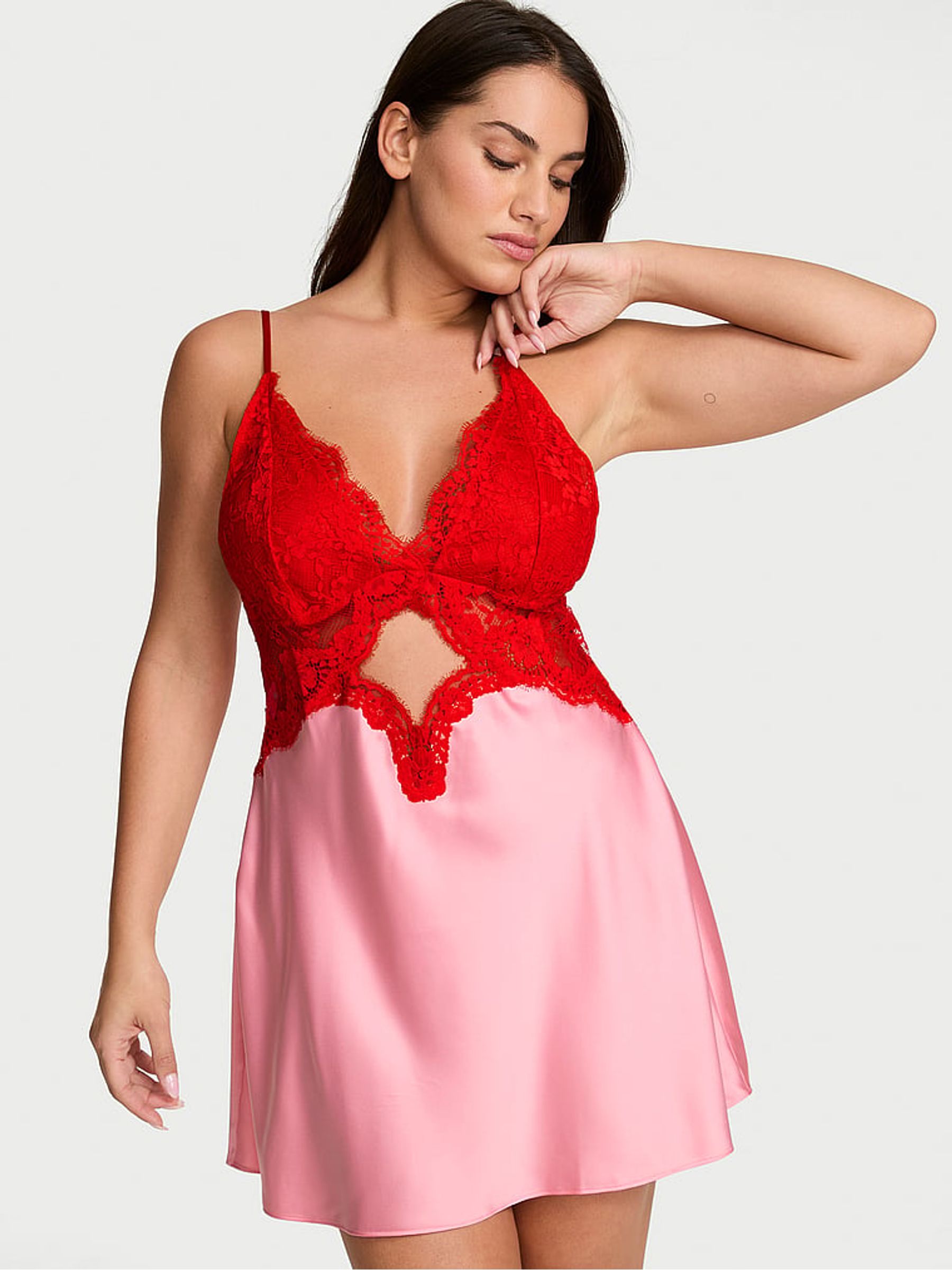 Petal Pink Satin and Lace Slip - Image 1 of 2