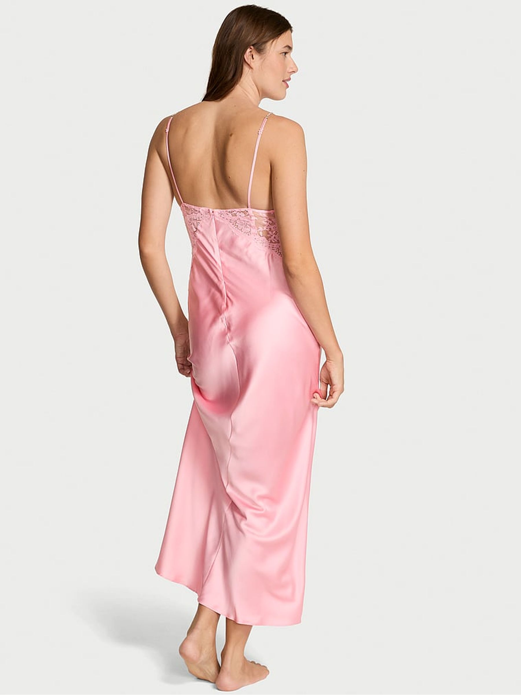 Petal Pink Twinkle Satin Maxi Slip - Image 2 of 3