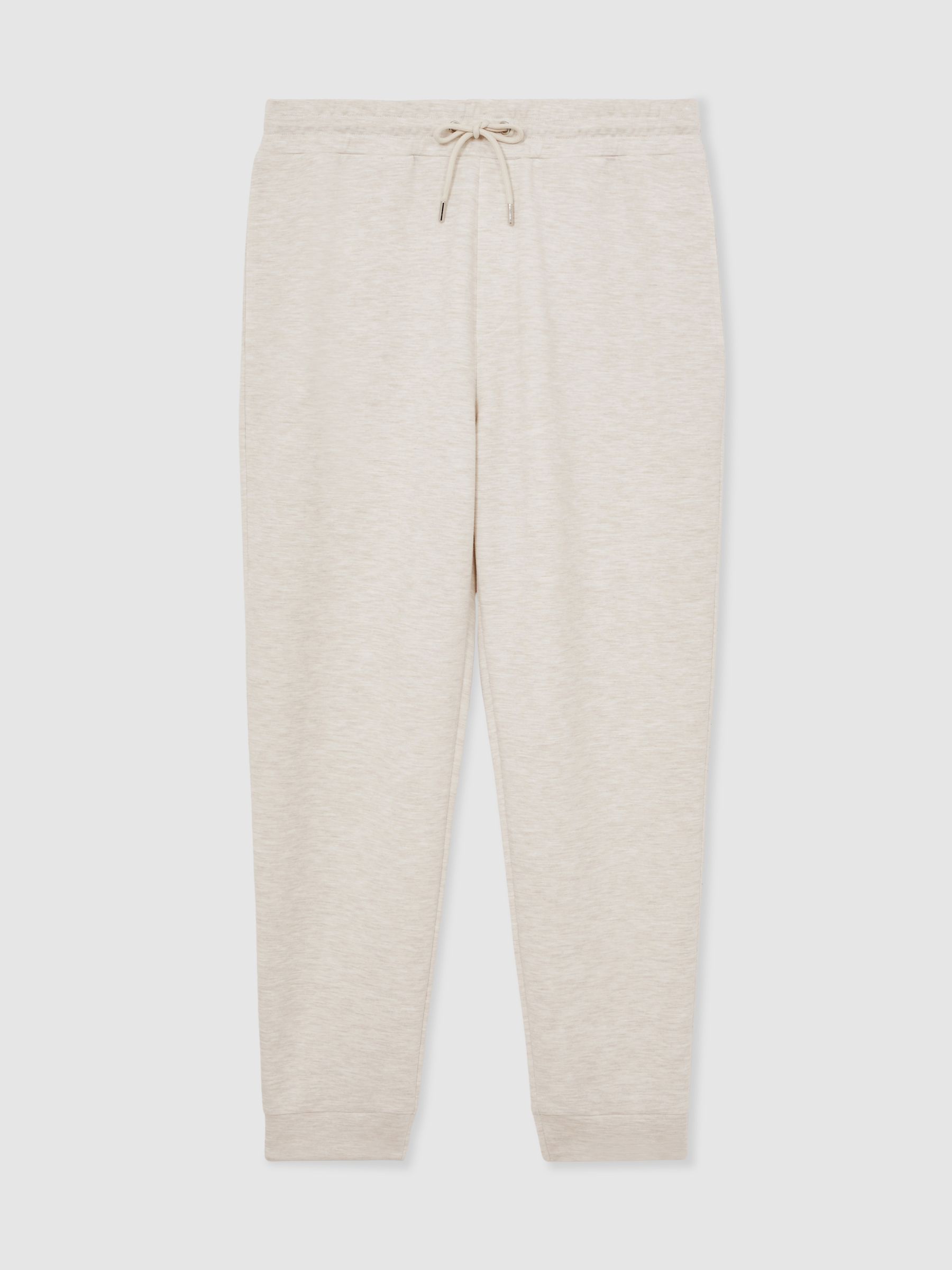 Jersey Drawstring Cuffed Joggers in Oatmeal - Image 2 of 7