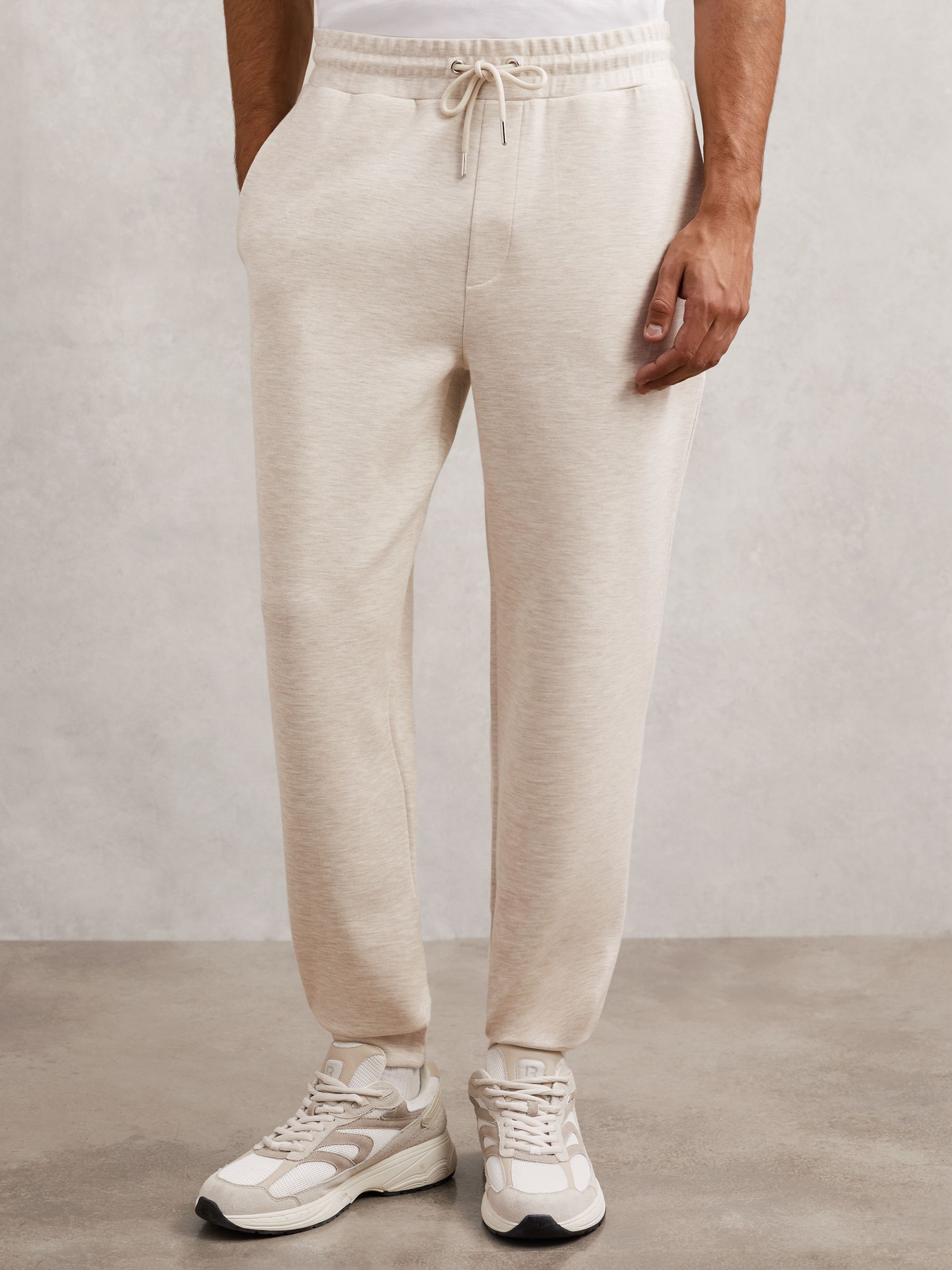 Jersey Drawstring Cuffed Joggers in Oatmeal - image 5