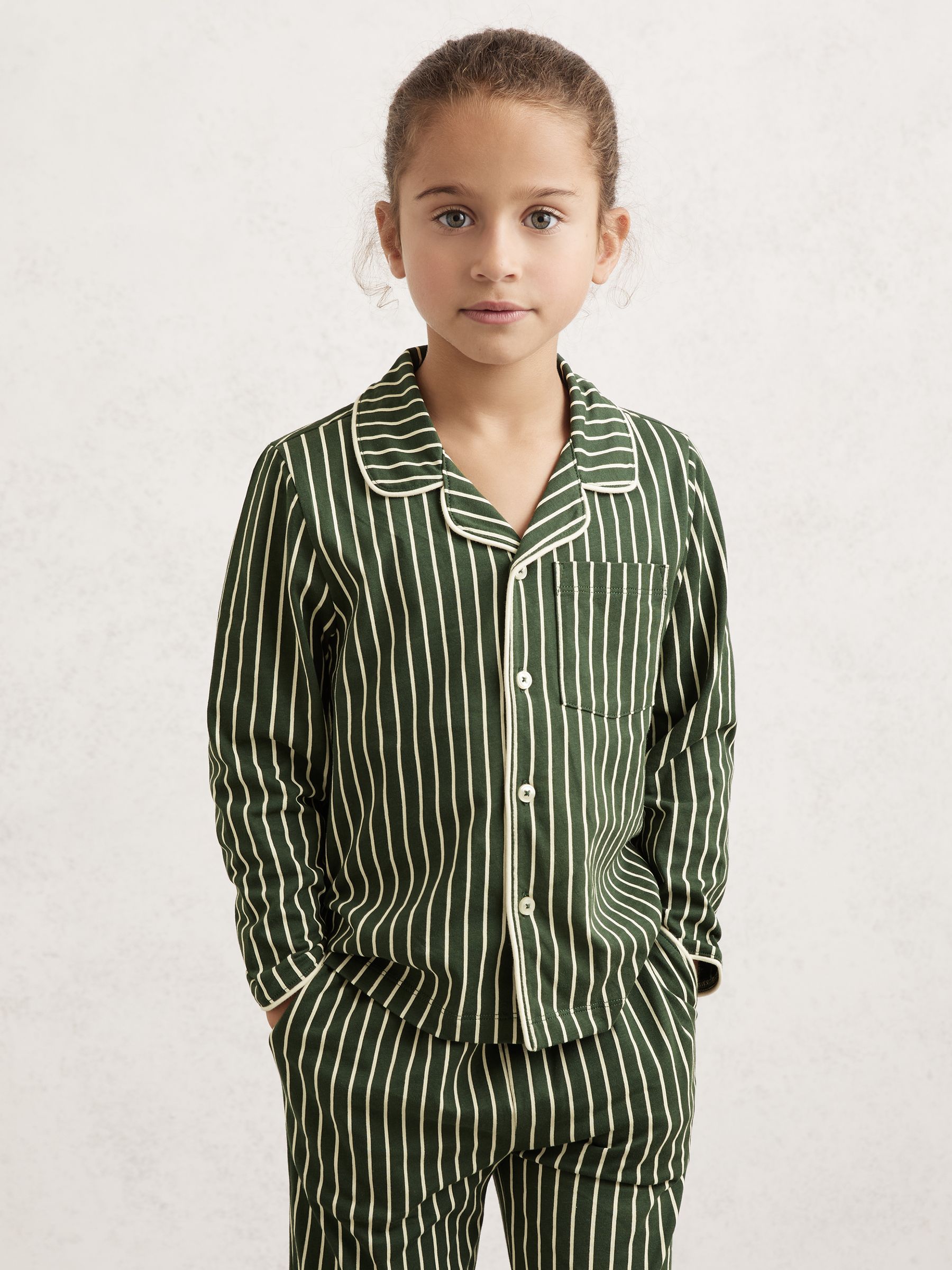 13-14 yrs Striped Pyjamas Set Unisex Fit in Green/White - Image 5 of 6