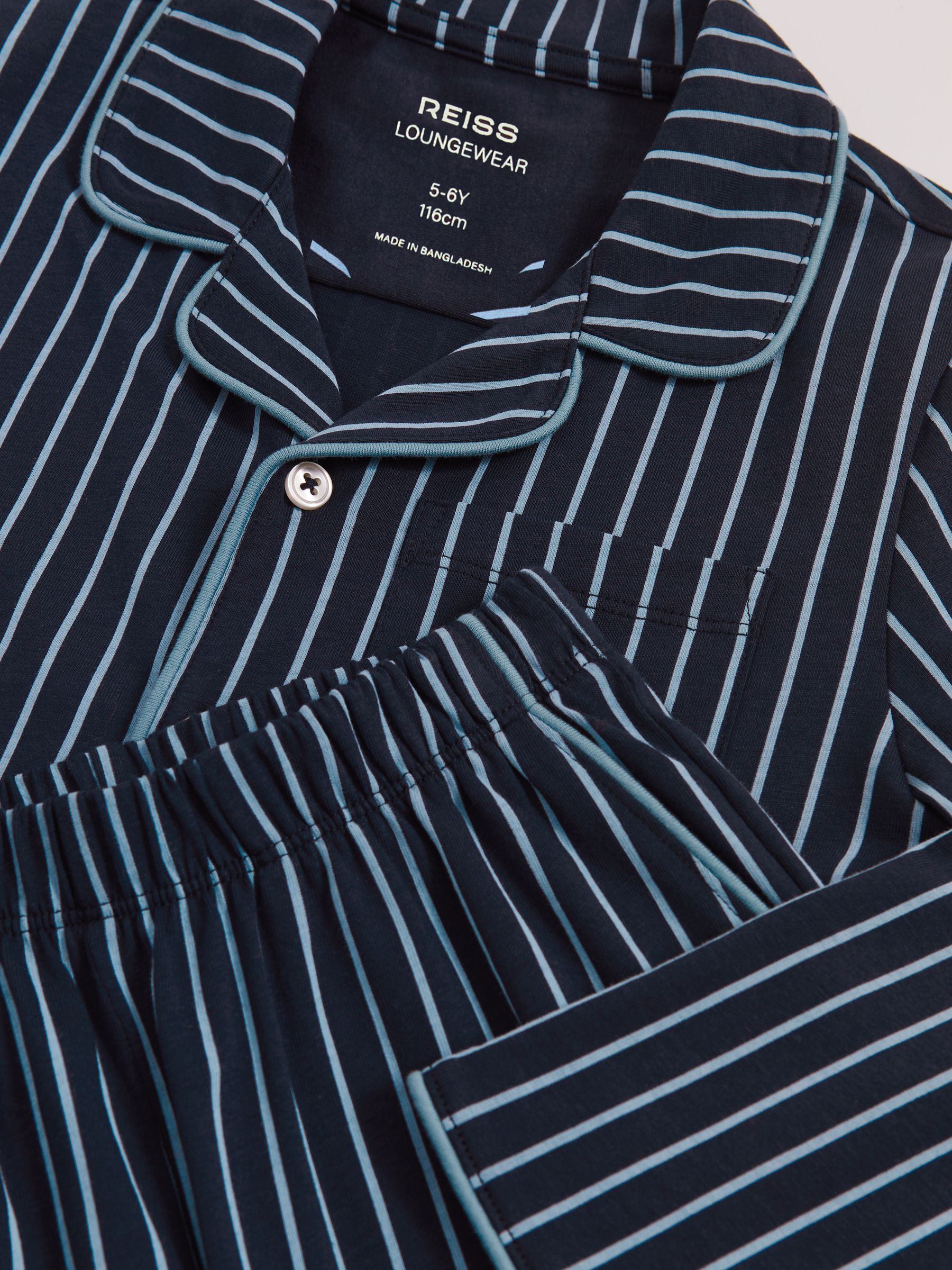 13-14 yrs Striped Pyjamas Set Unisex Fit in Navy/Soft Blue - Image 6 of 6