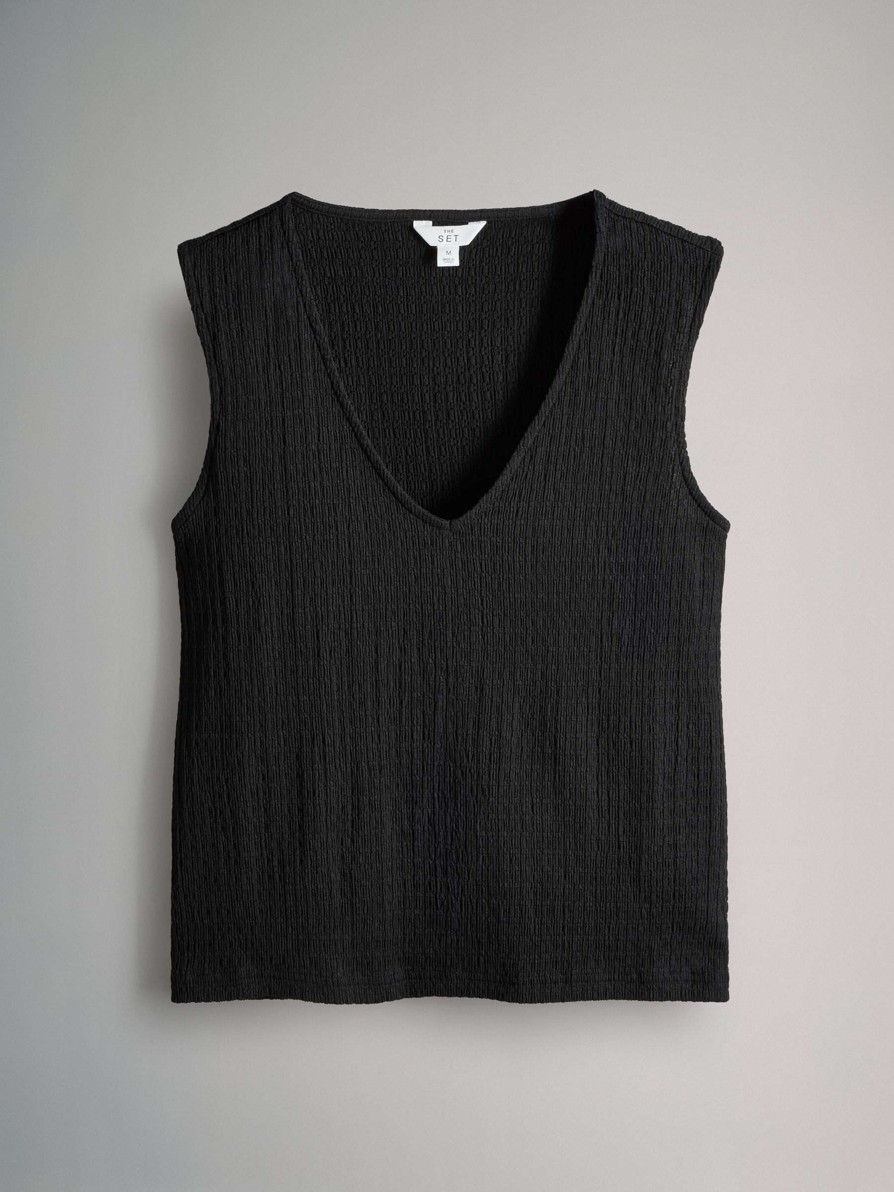 Textured V-Neck T-Shirt and Trousers Co-ord - Image 2 of 5 Textured V-Neck T-Shirt and Trousers Co-ord - Image 2 of 5