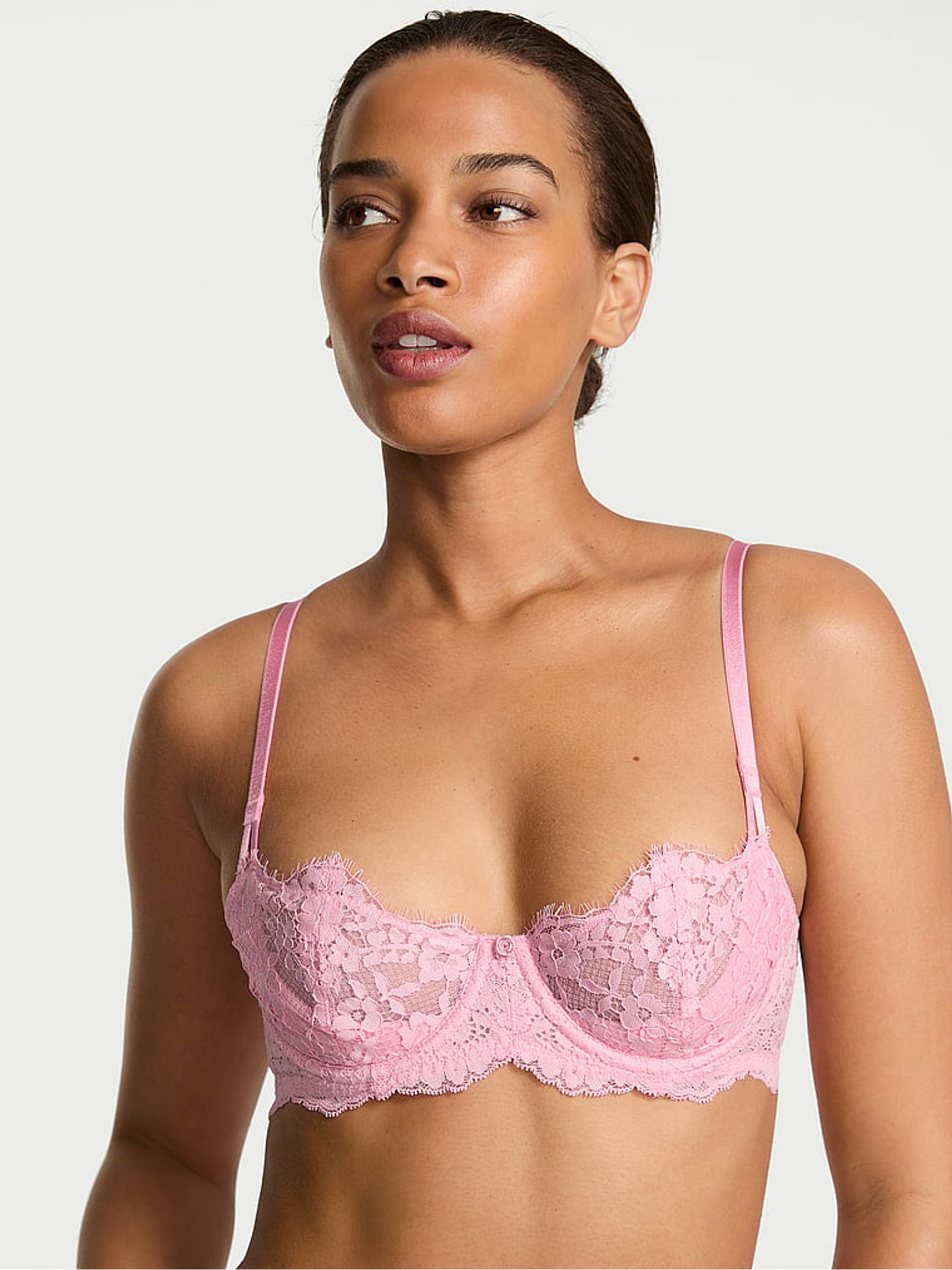 Petal Pink Unlined Balcony Lace Bra - Image 1 of 2