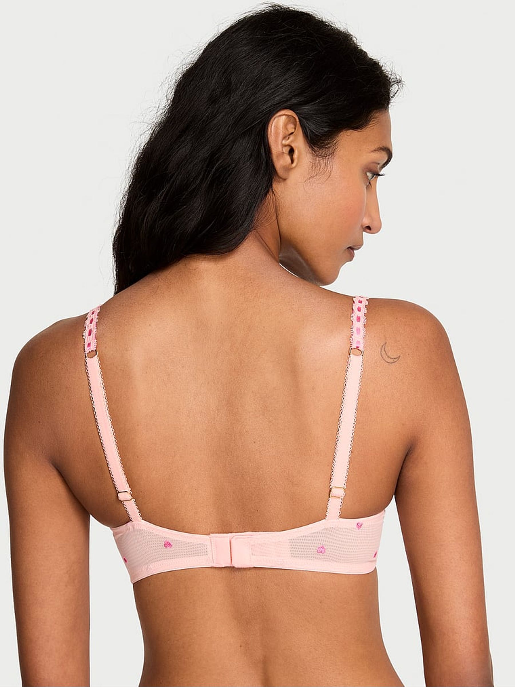 Hearts and Roses Pink Unlined Balcony Embroidered Bra - Image 2 of 4 Hearts and Roses Pink Unlined Balcony Embroidered Bra - Image 2 of 4