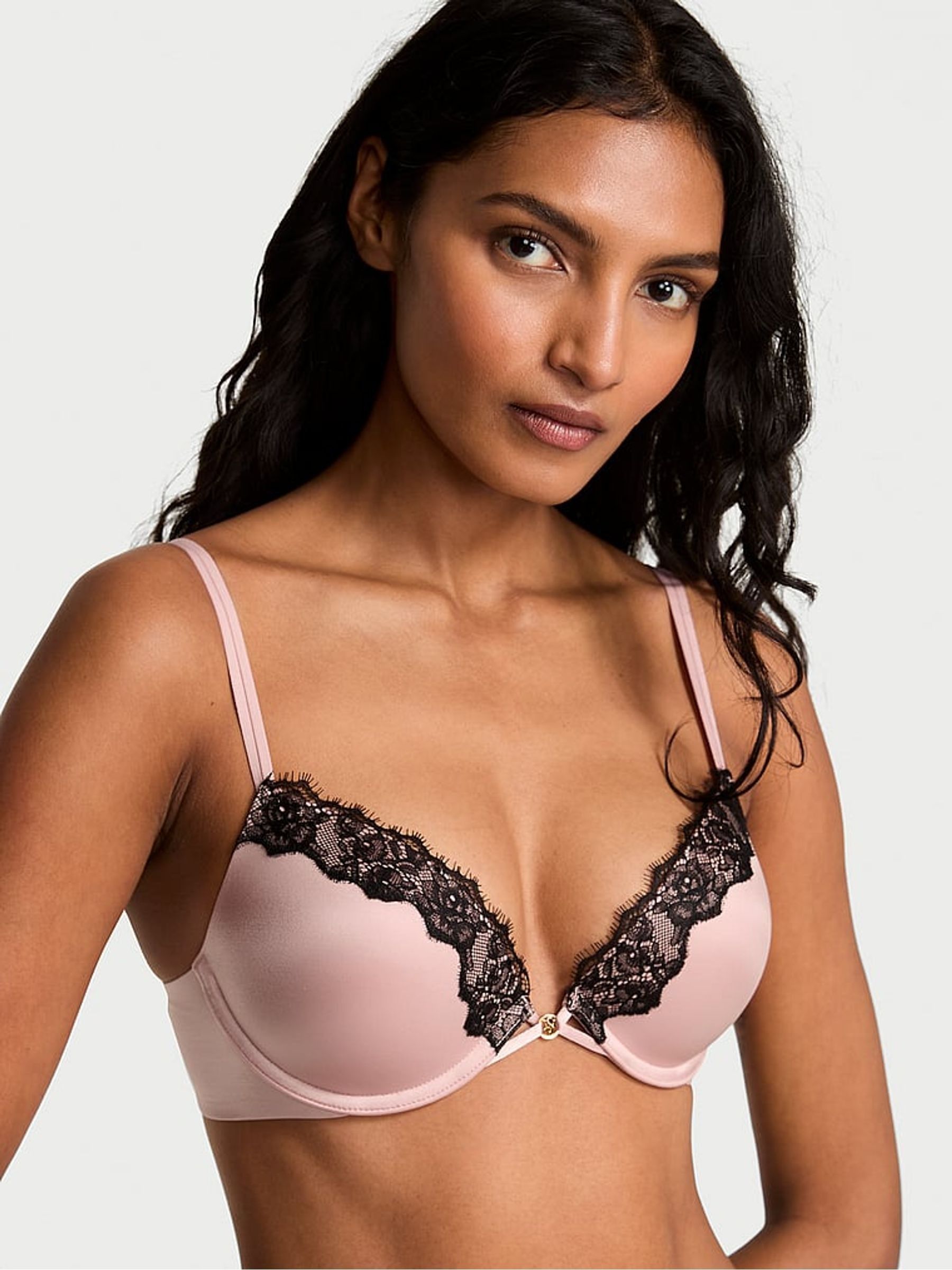 Royal Pink Push Up Lace Trim Bra - Image 1 of 2 Royal Pink Push Up Lace Trim Bra - Image 1 of 2