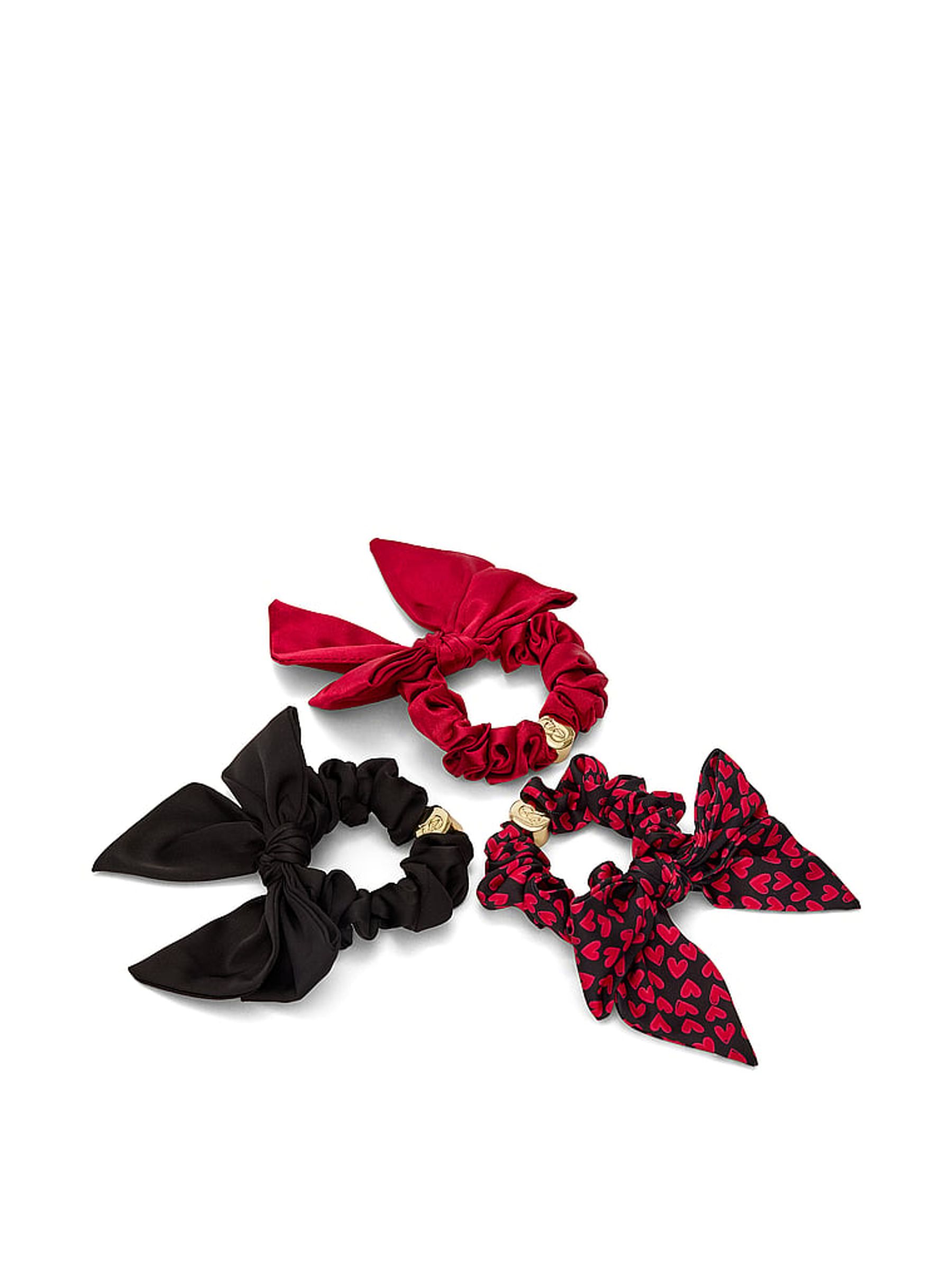 Red/ Black 3 Pack Bow Scrunchie Gift Set - Image 2 of 2