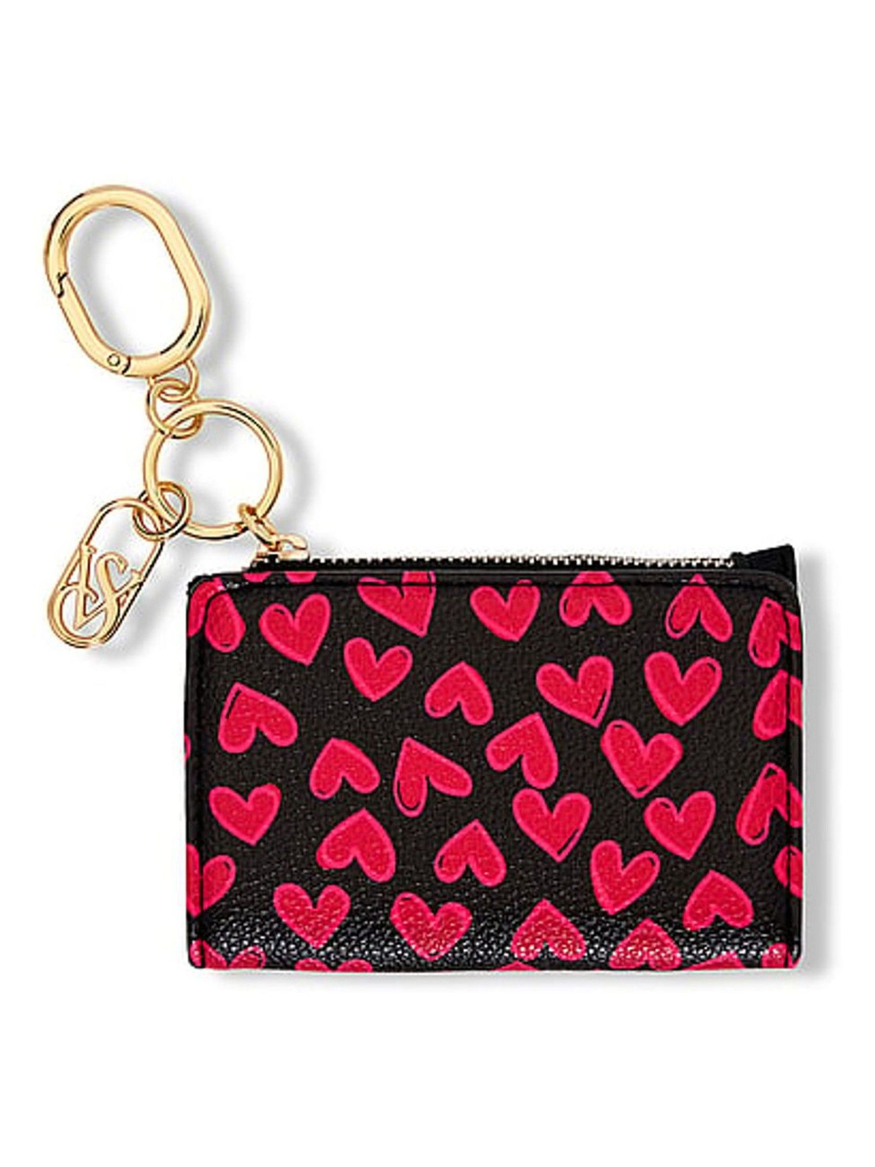 Black Heart Print Foldable Keyring Card Holder - Image 1 of 3