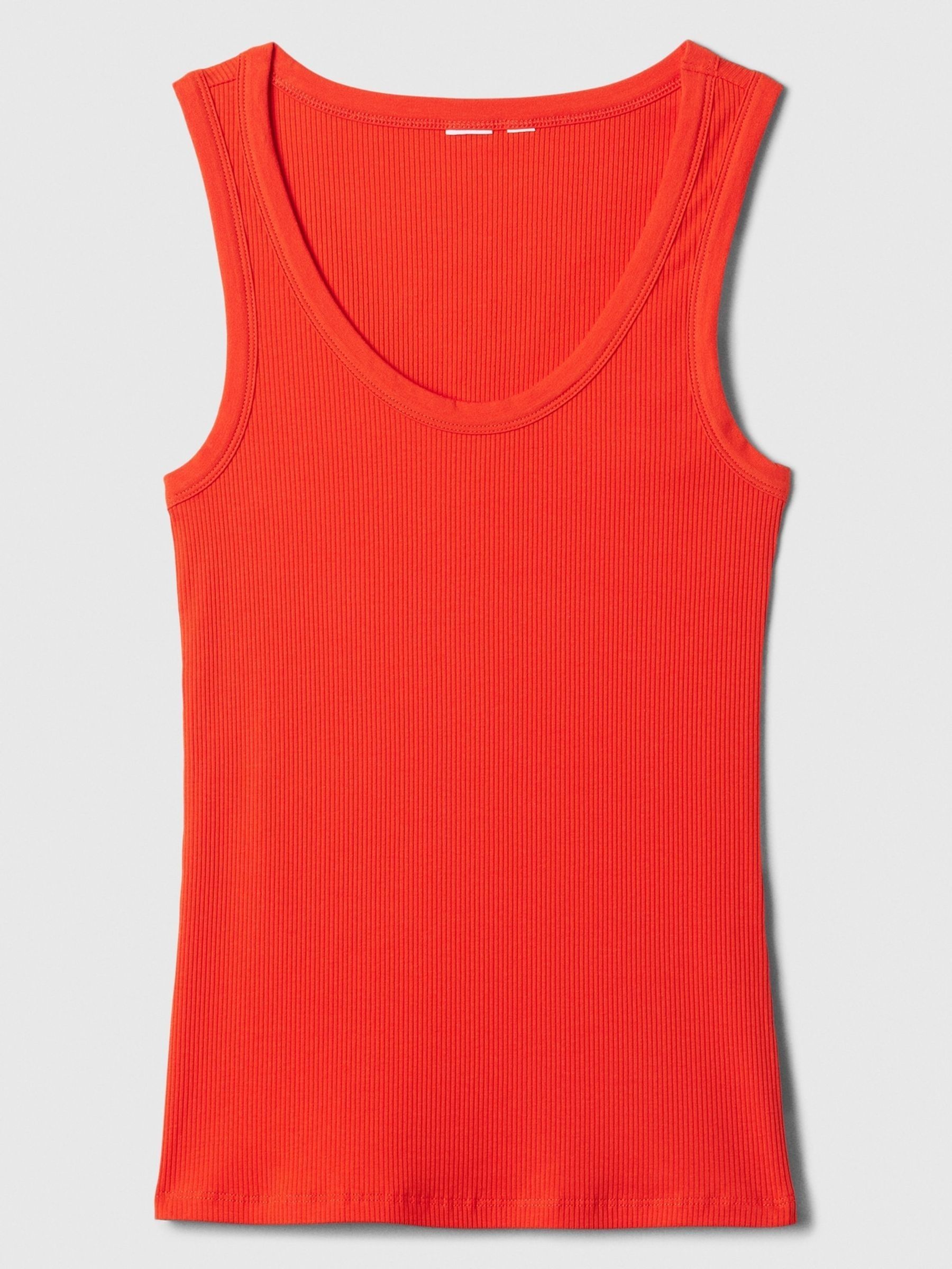 Red Soft Ribbed Sleeveless Vest Top - Image 5 of 5