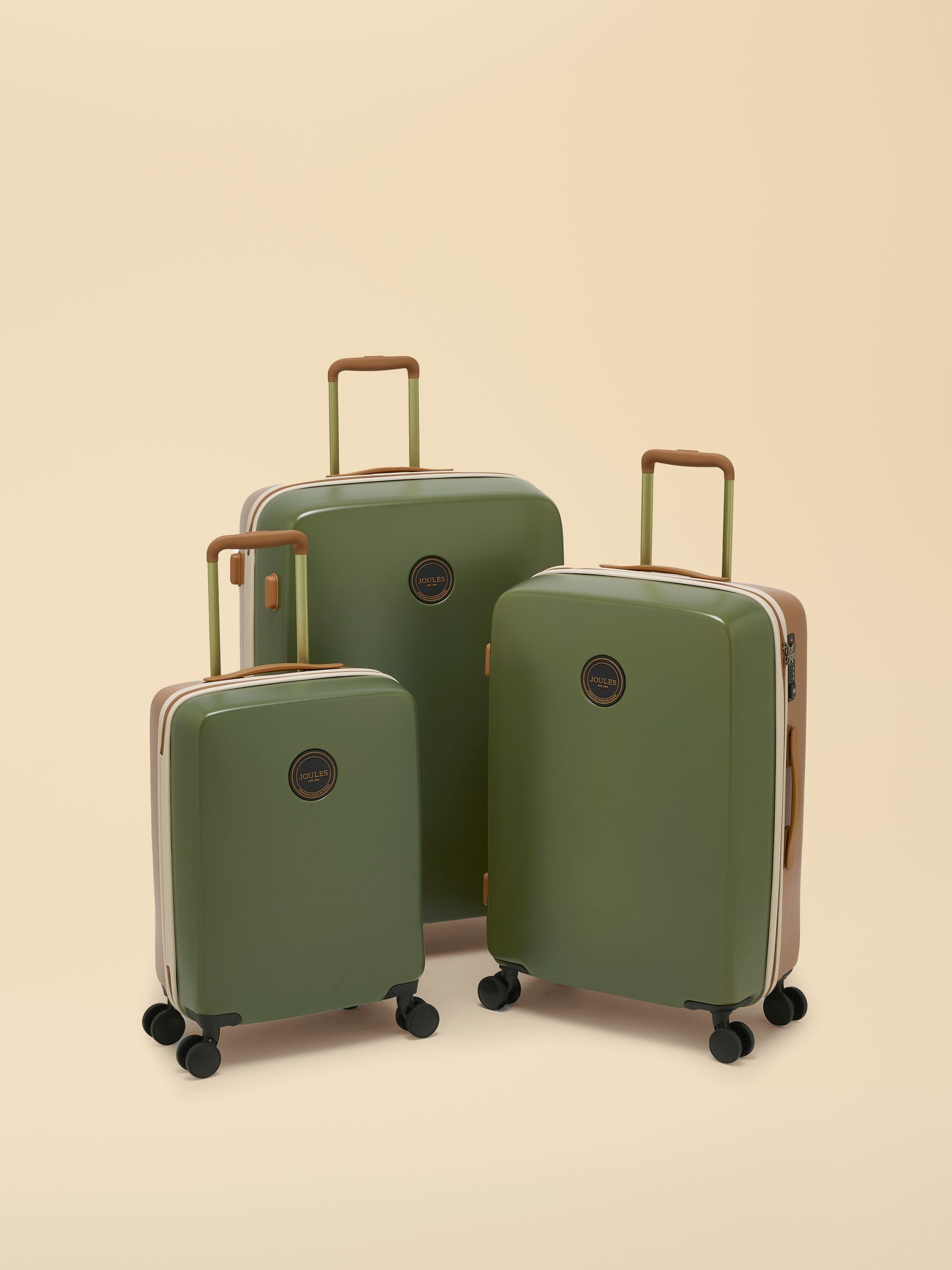 Olive And Tan Colourblock Cabin Four Wheel Hard Shell Suitcase - Image 10 of 10 Olive And Tan Colourblock Cabin Four Wheel Hard Shell Suitcase - Image 10 of 10