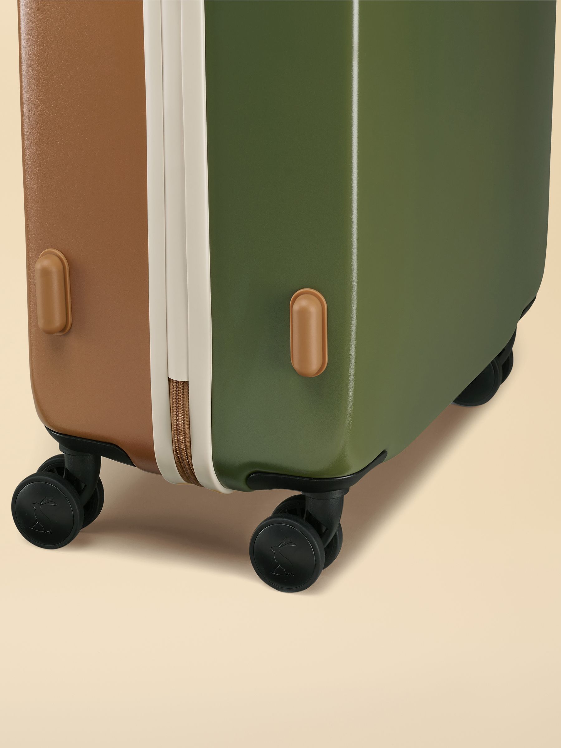 Olive And Tan Colourblock Cabin Four Wheel Hard Shell Suitcase - Image 9 of 10