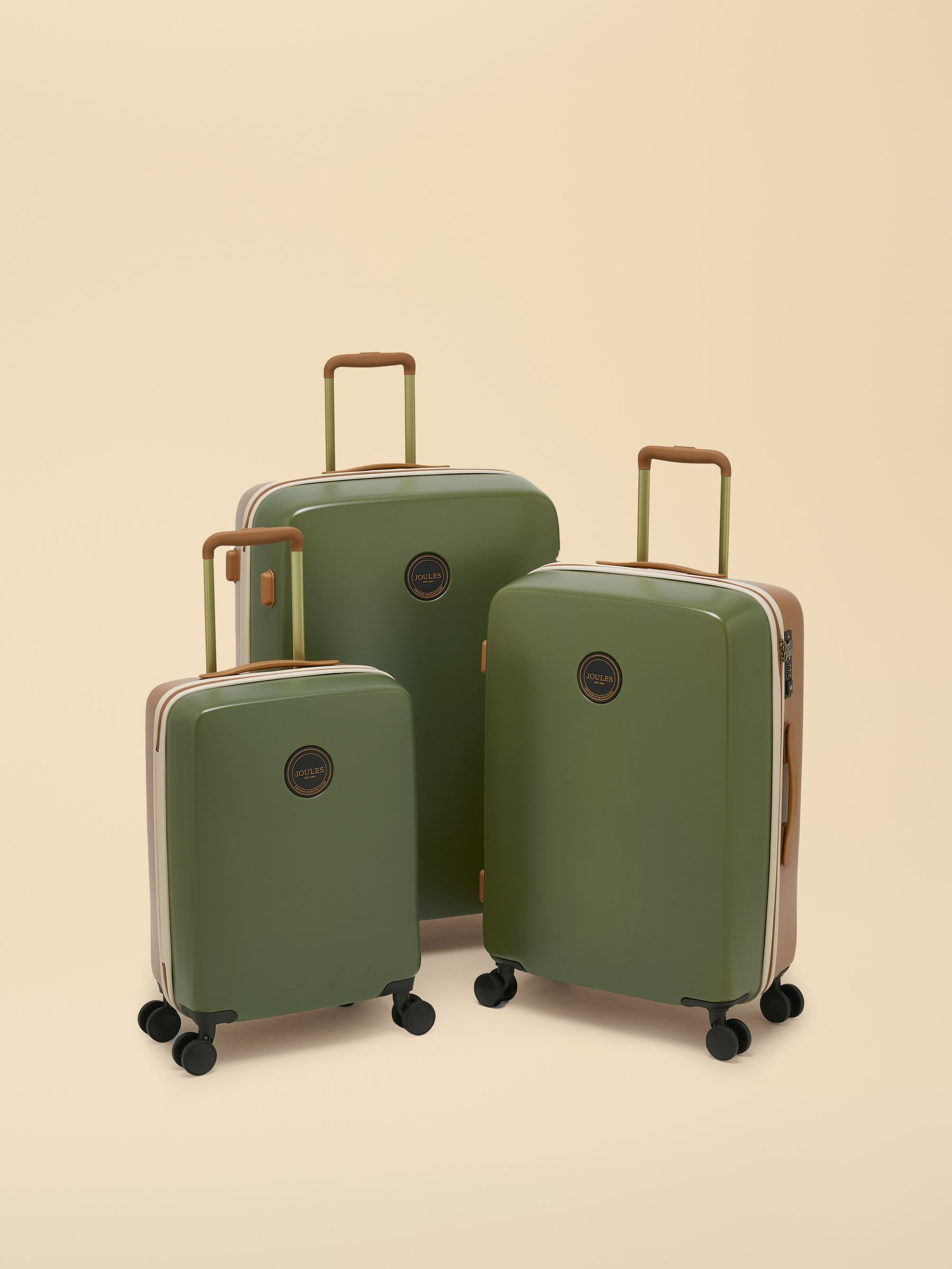Olive And Tan Colourblock Medium Four Wheel Hard Shell Suitcase - Image 10 of 10