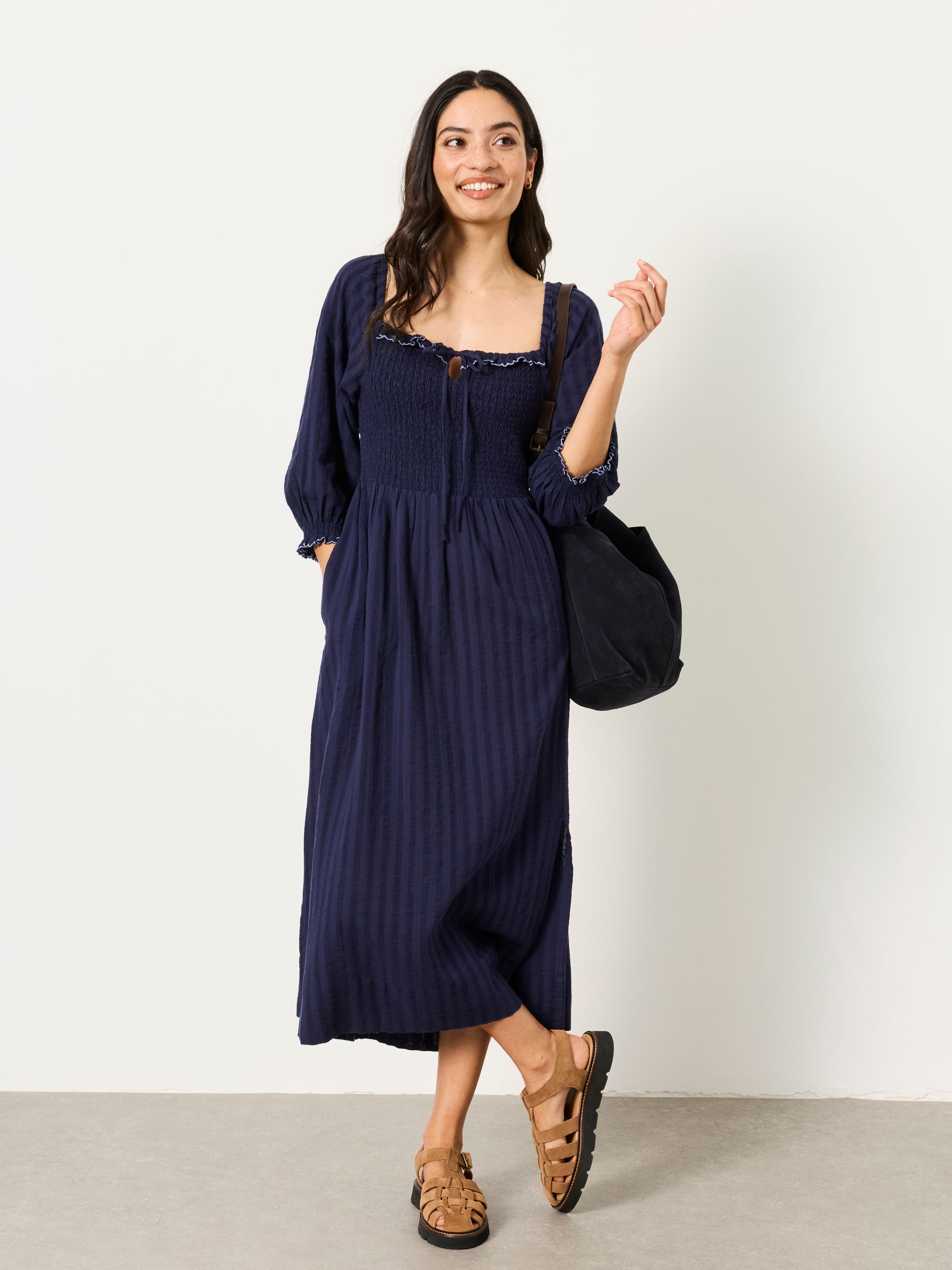 Amelie Navy Regular Midi Dress - Image 4 of 6
