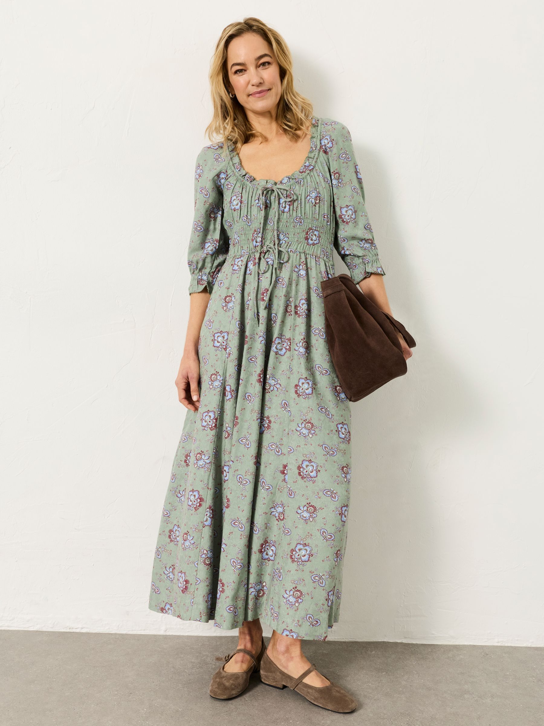 Camille Green Dot Floral Petite Dress - Image 1 of 8