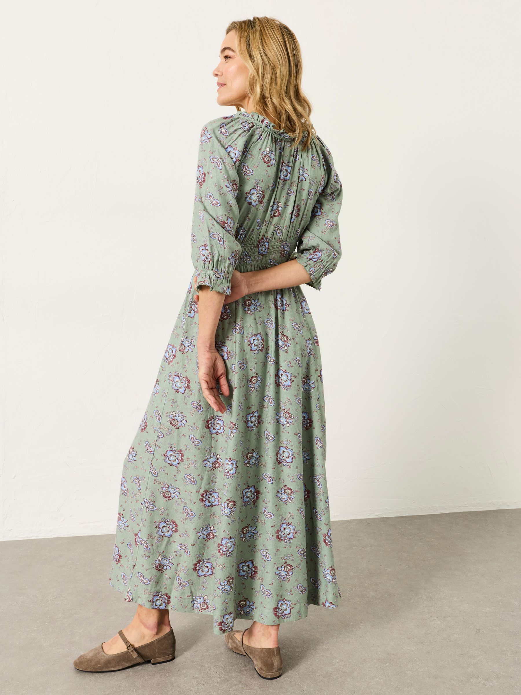 Camille Green Dot Floral Petite Dress - Image 2 of 8