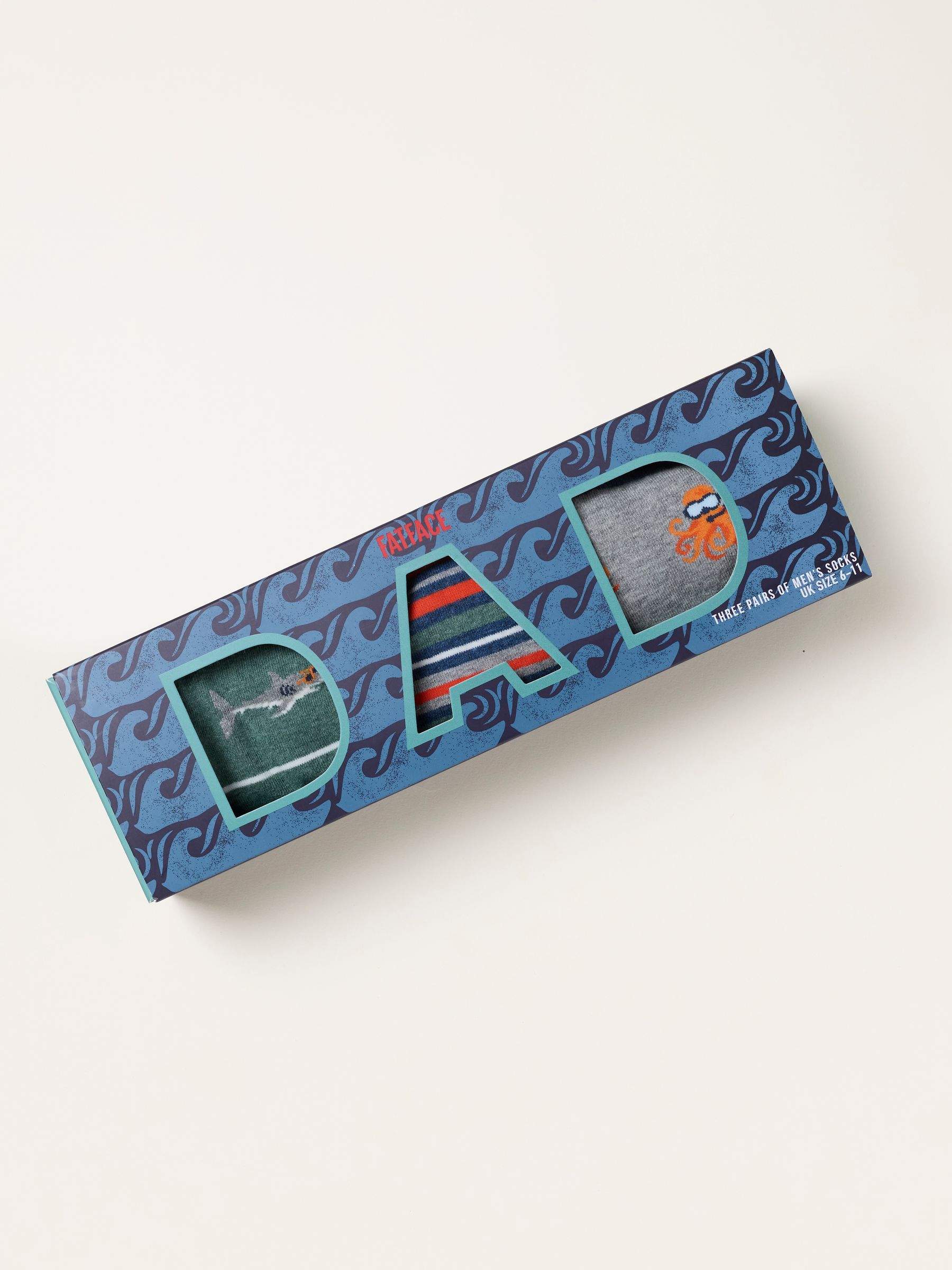 Multi Three Pack Dad Sealife Socks in a Box - Image 1 of 2