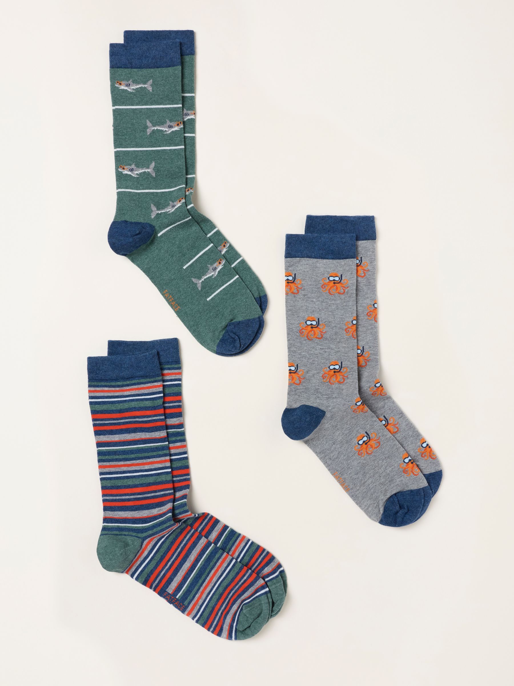 Multi Three Pack Dad Sealife Socks in a Box - Image 2 of 2