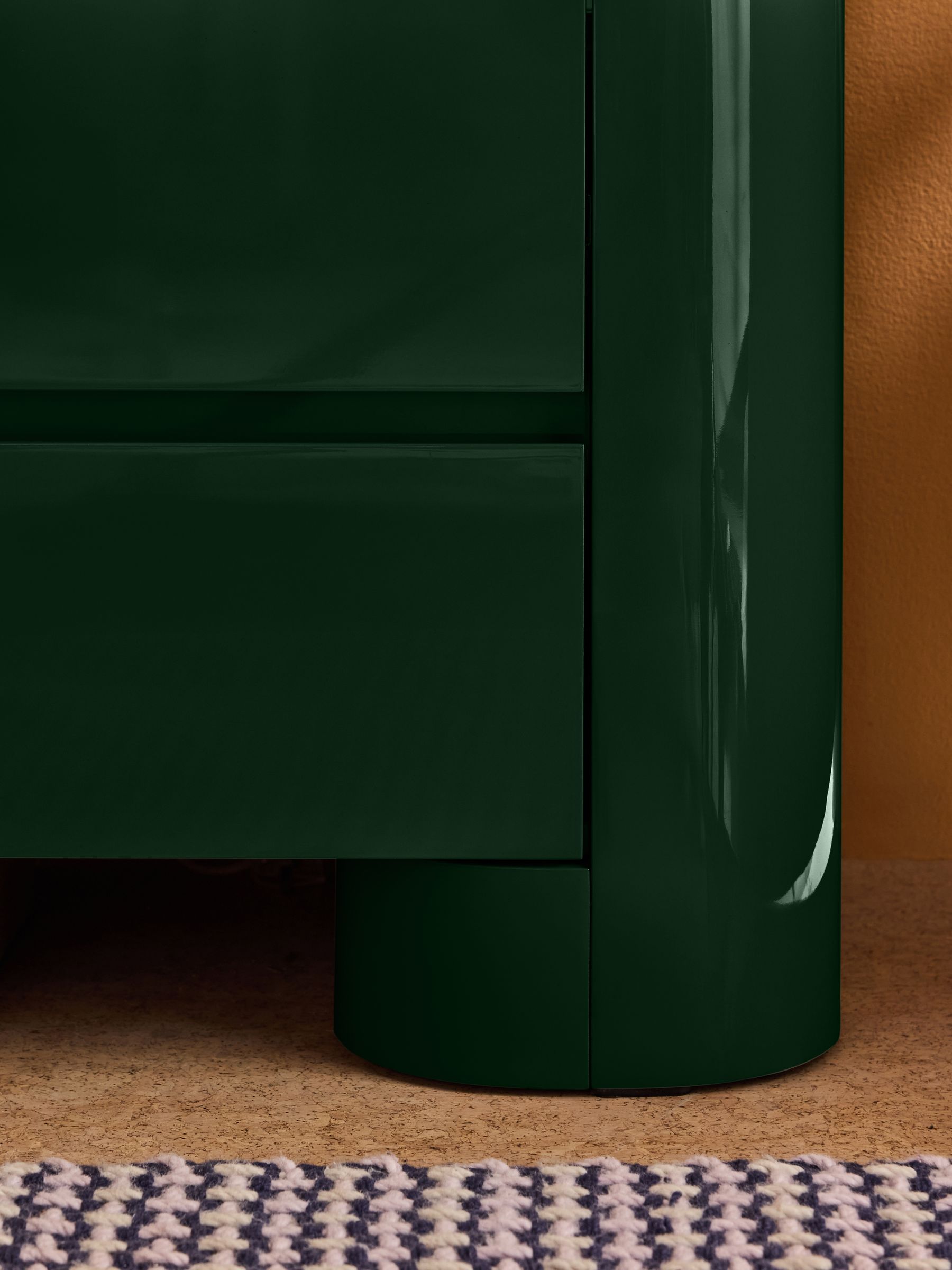 Kain Bedside Table in Dark Green Gloss - Image 3 of 5