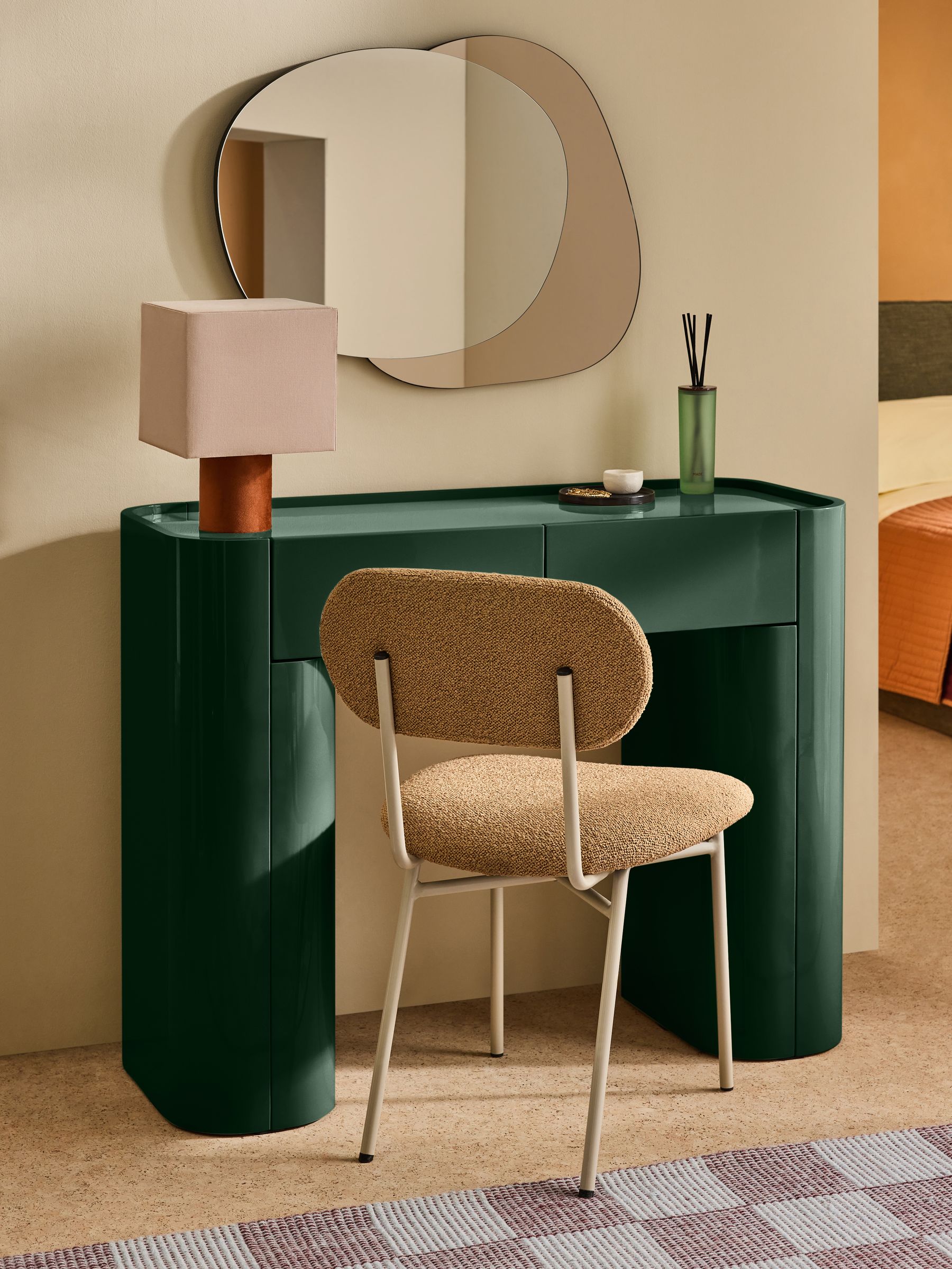 Kain 2 Drawer Console Dressing Table in Dark Green Gloss - Image 1 of 5