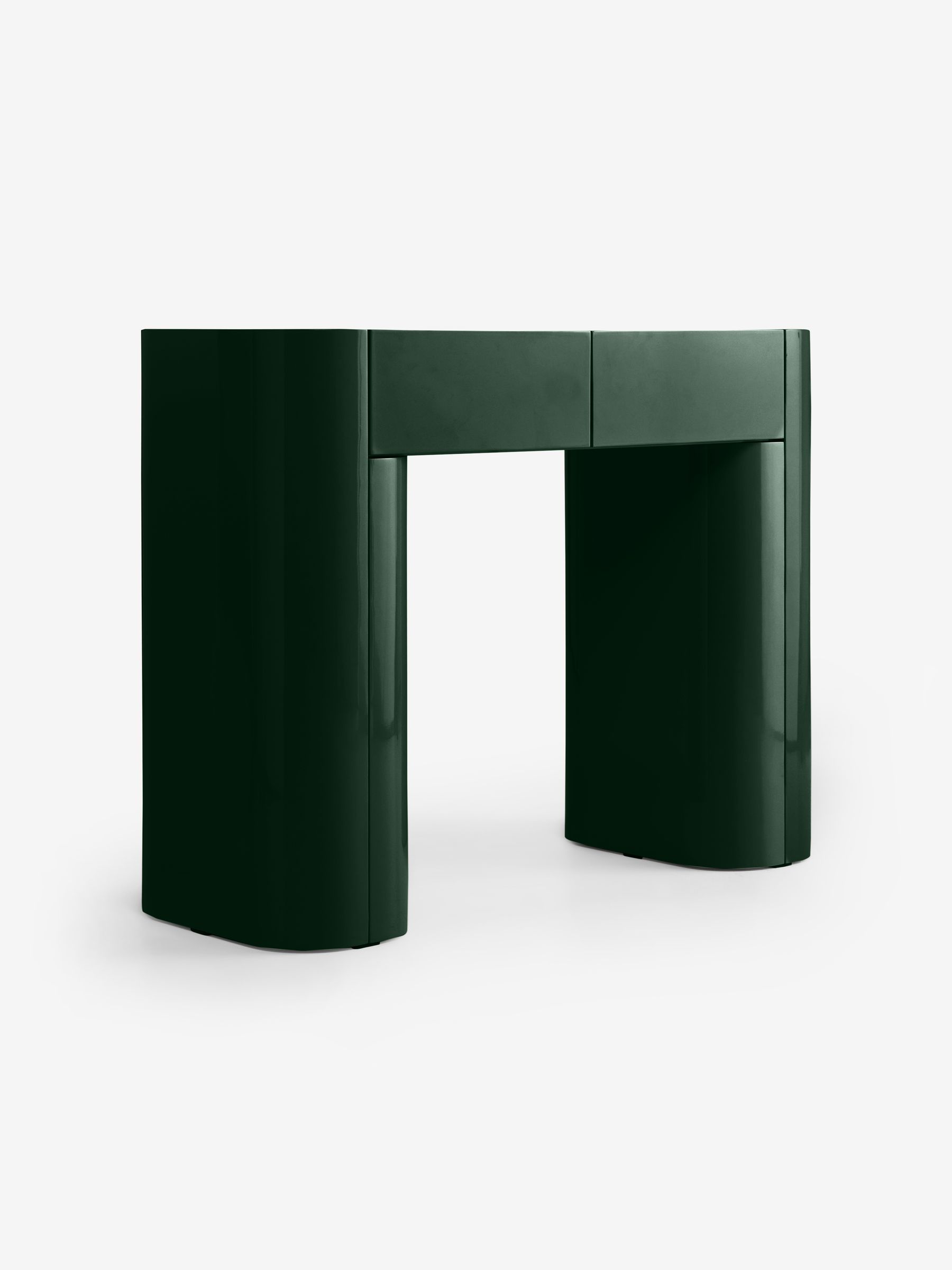 Kain 2 Drawer Console Dressing Table in Dark Green Gloss - Image 4 of 5