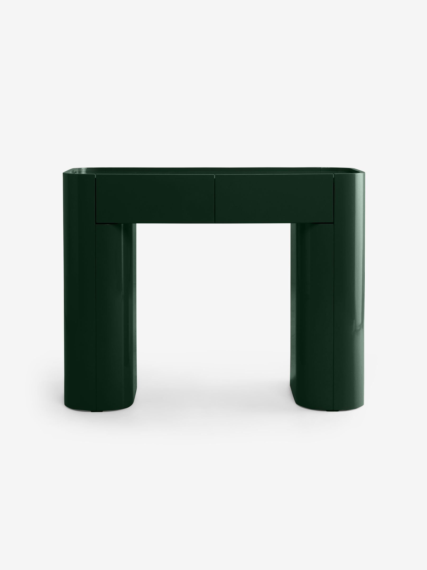 Kain 2 Drawer Console Dressing Table in Dark Green Gloss - Image 5 of 5