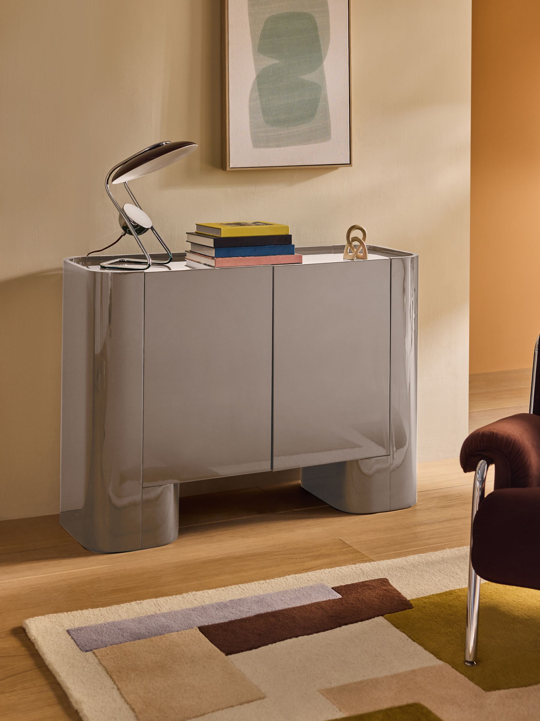 Kain Small Sideboard in Mushroom Grey Gloss - Image 1 of 5