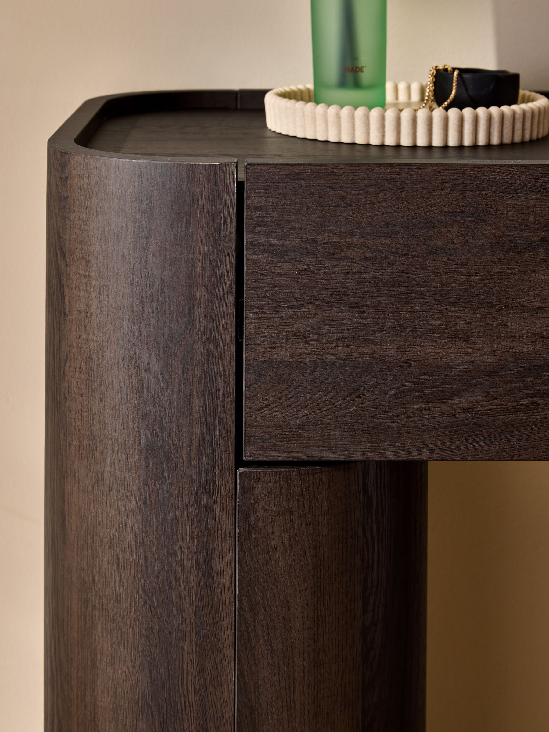 Kain 2 Drawer Console Dressing Table in Dark Wood Effect | Made Kain 2 Drawer Console Dressing Table in Dark Wood Effect | Made