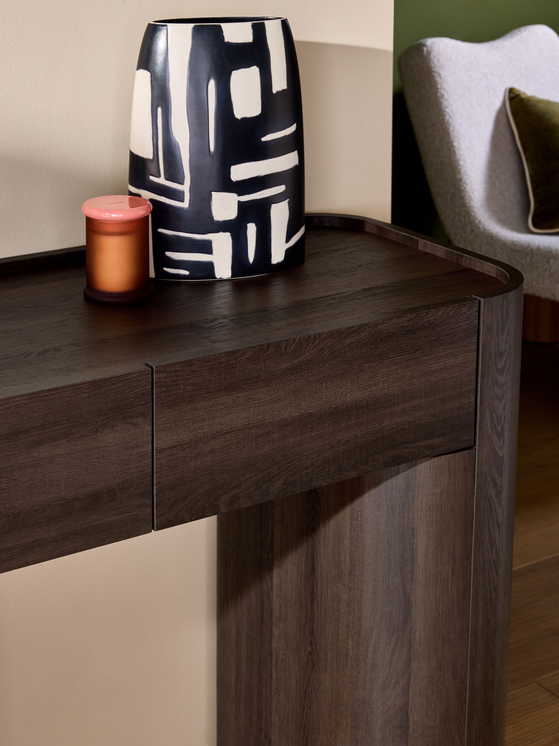 Kain 2 Drawer Console Dressing Table in Dark Wood Effect - Image 5 of 5