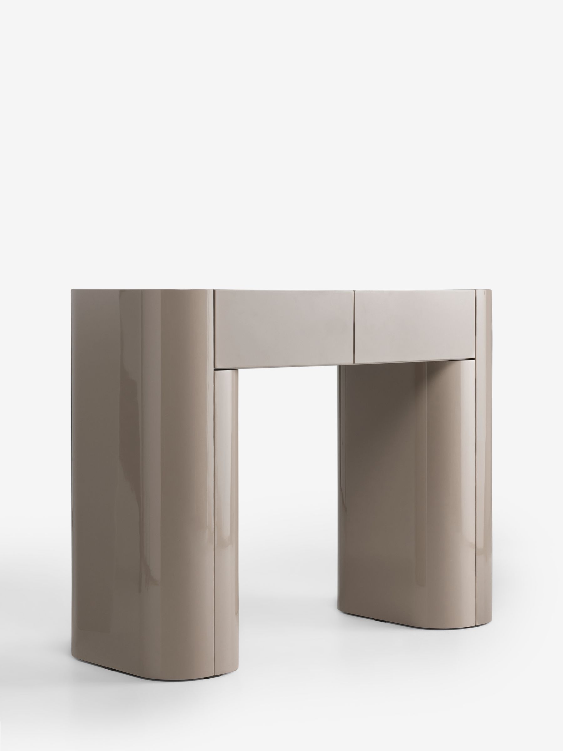 Kain 2 Drawer Console Dressing Table in Mushroom Grey Gloss - Image 5 of 5 Kain 2 Drawer Console Dressing Table in Mushroom Grey Gloss - Image 5 of 5