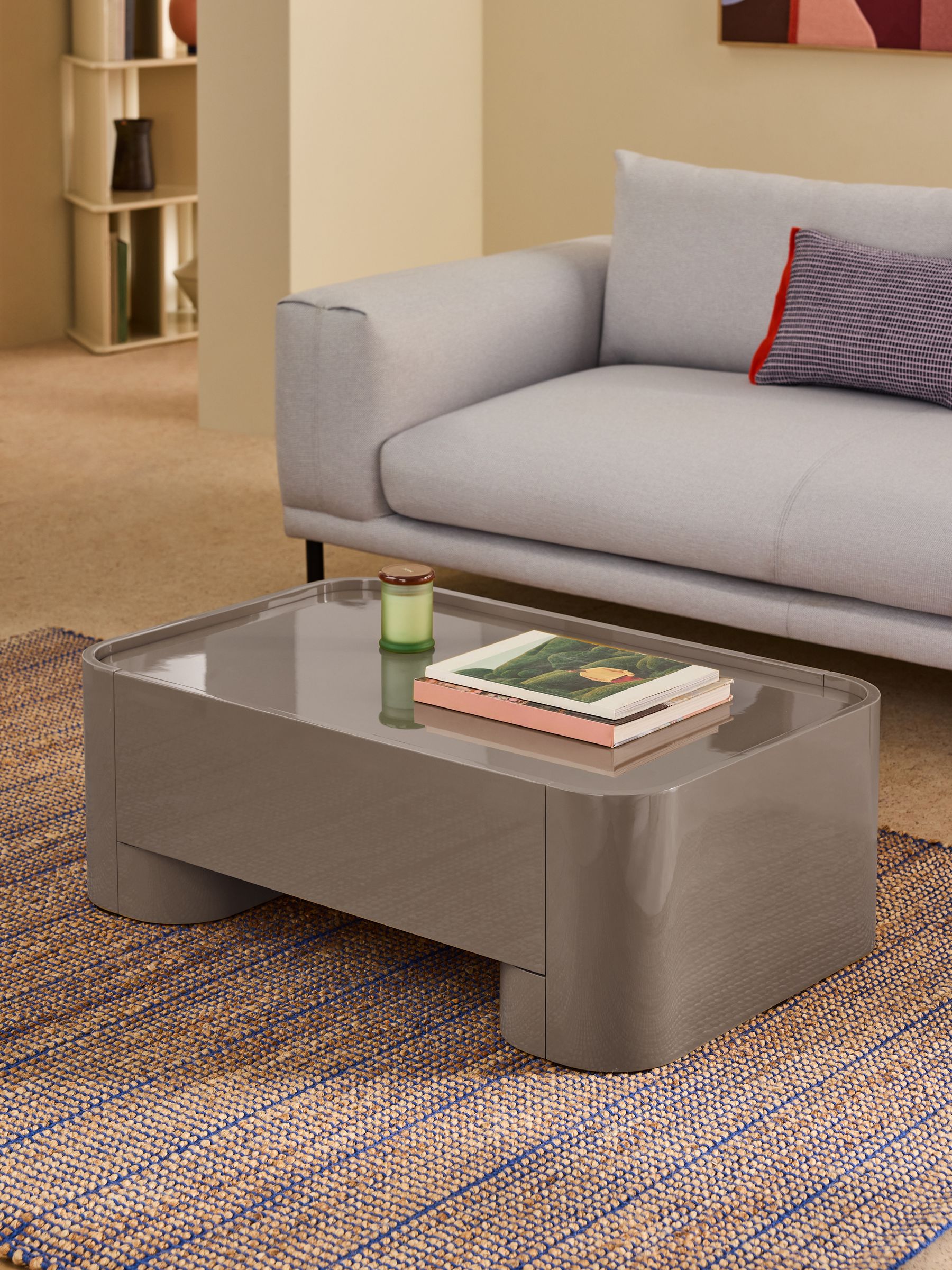 Kain Storage Coffee Table in Mushroom Grey Gloss - Image 1 of 4