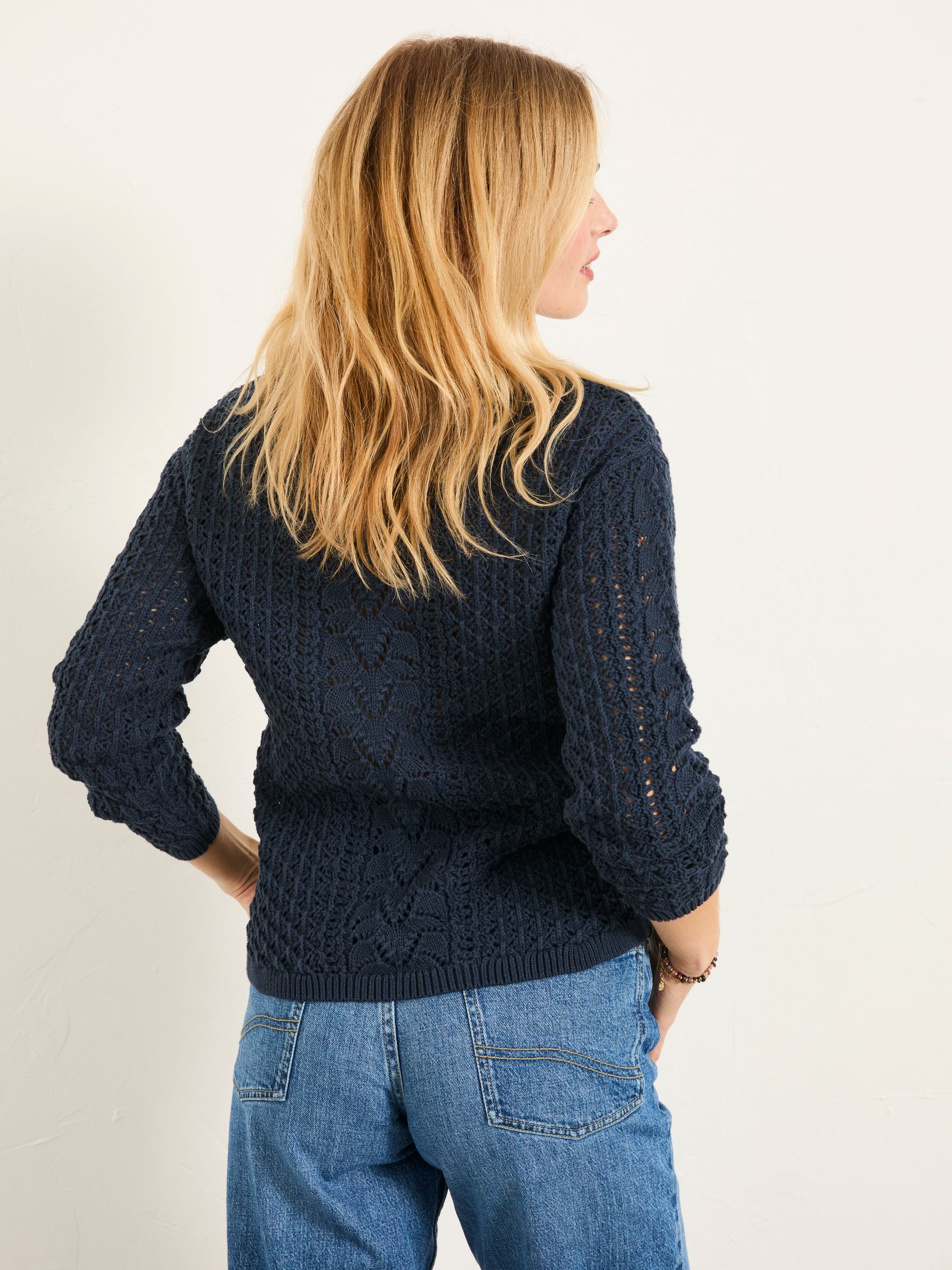 Cameron Navy Knitted Textured Jumper - Image 2 of 6