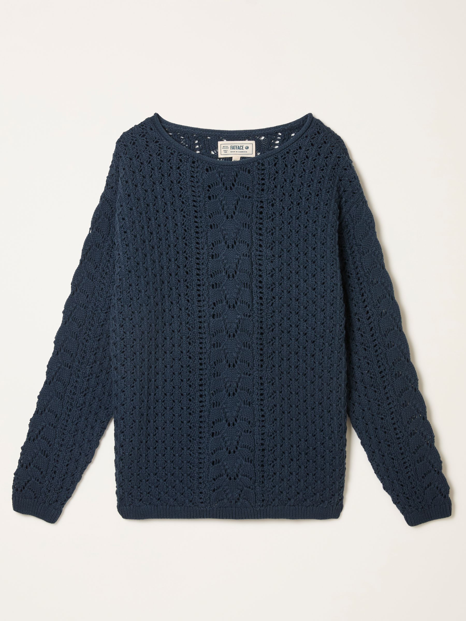 Cameron Navy Knitted Textured Jumper - Image 6 of 6