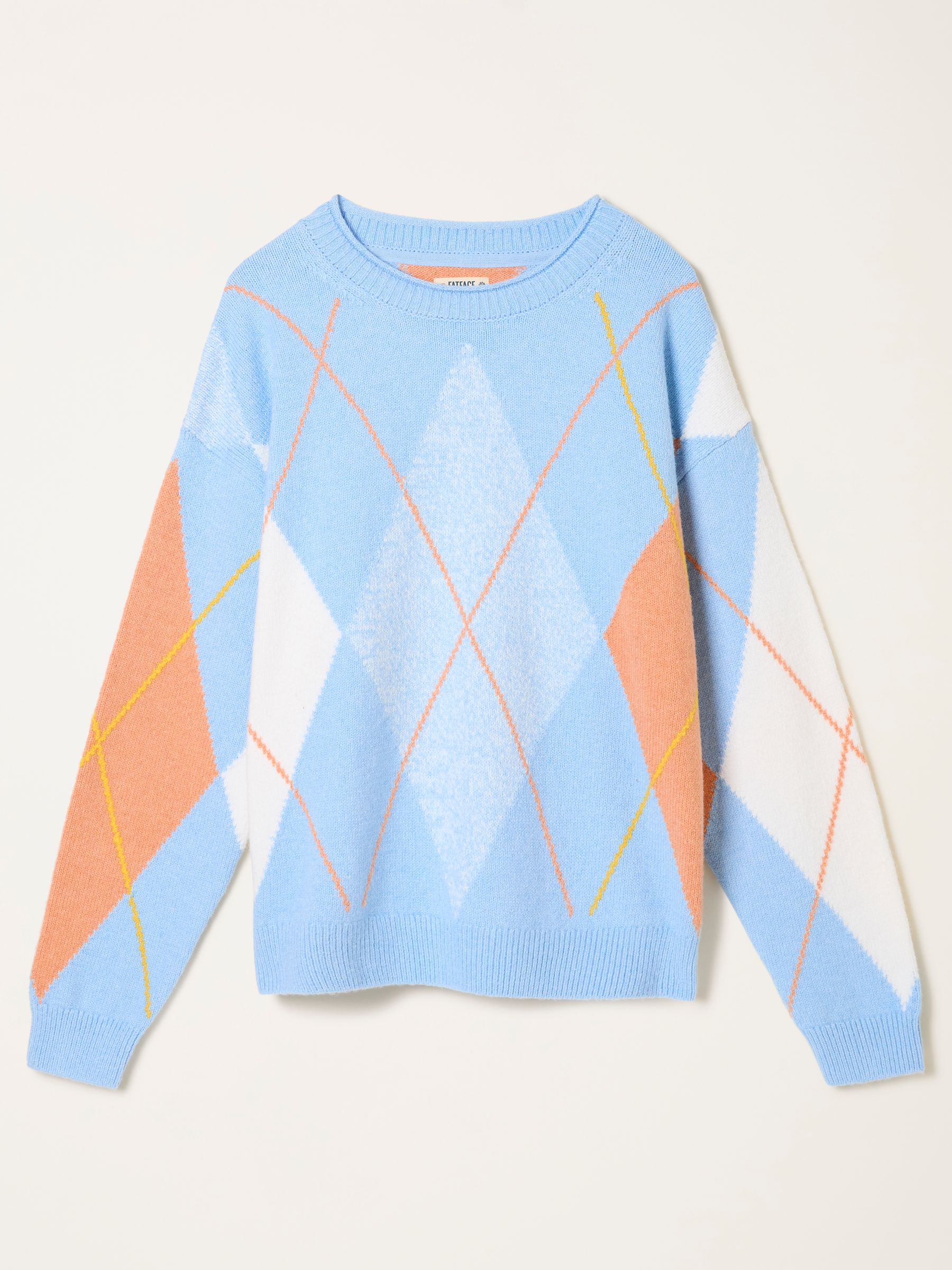 Rue Light Blue Knitted Argyle Jumper - Image 6 of 6