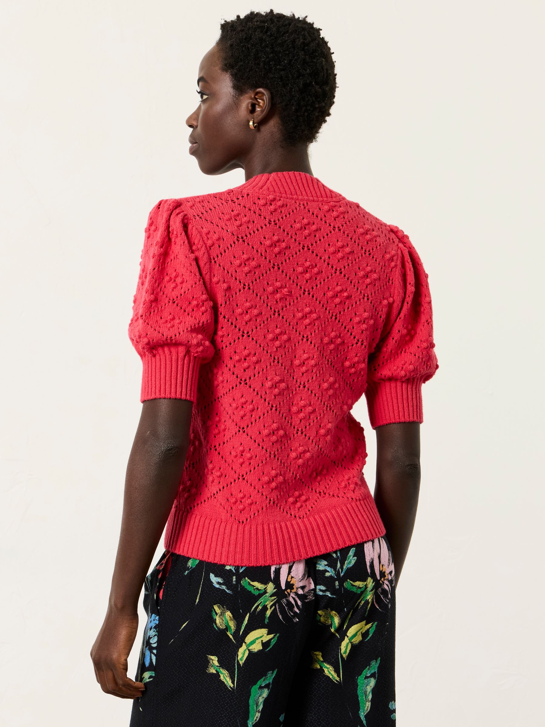 Clover Raspberry Pink Knitted Short Sleeve Cardigan - Image 2 of 6