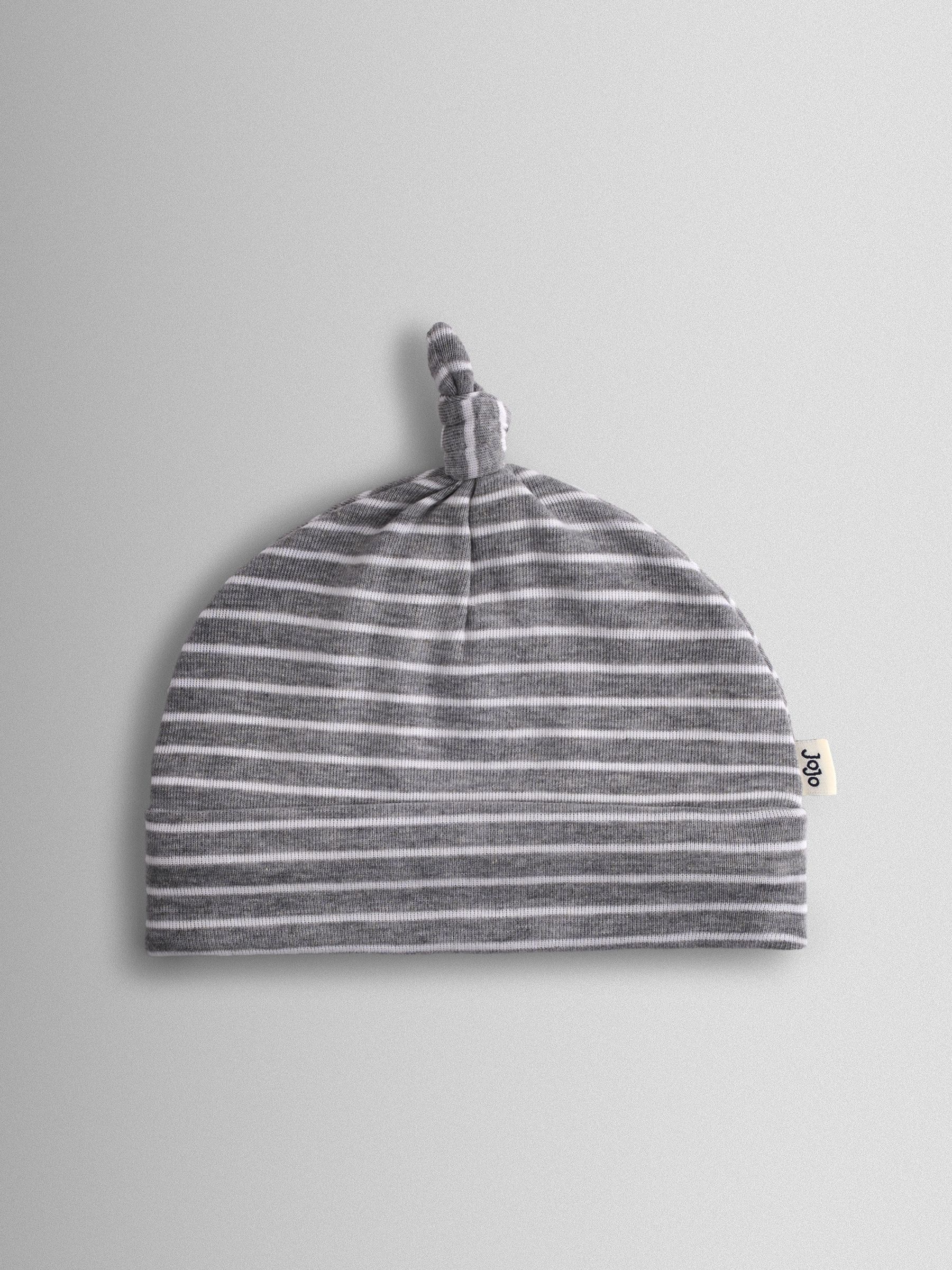 Grey 3-Pack Elephant, Stripe & Star Baby Hats - Image 6 of 8