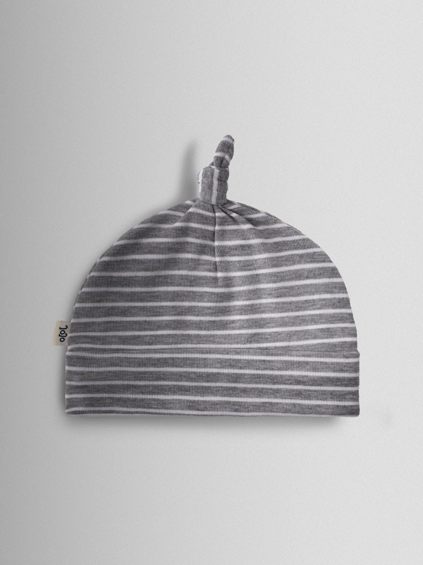 Grey 3-Pack Elephant, Stripe & Star Baby Hats - Image 7 of 8