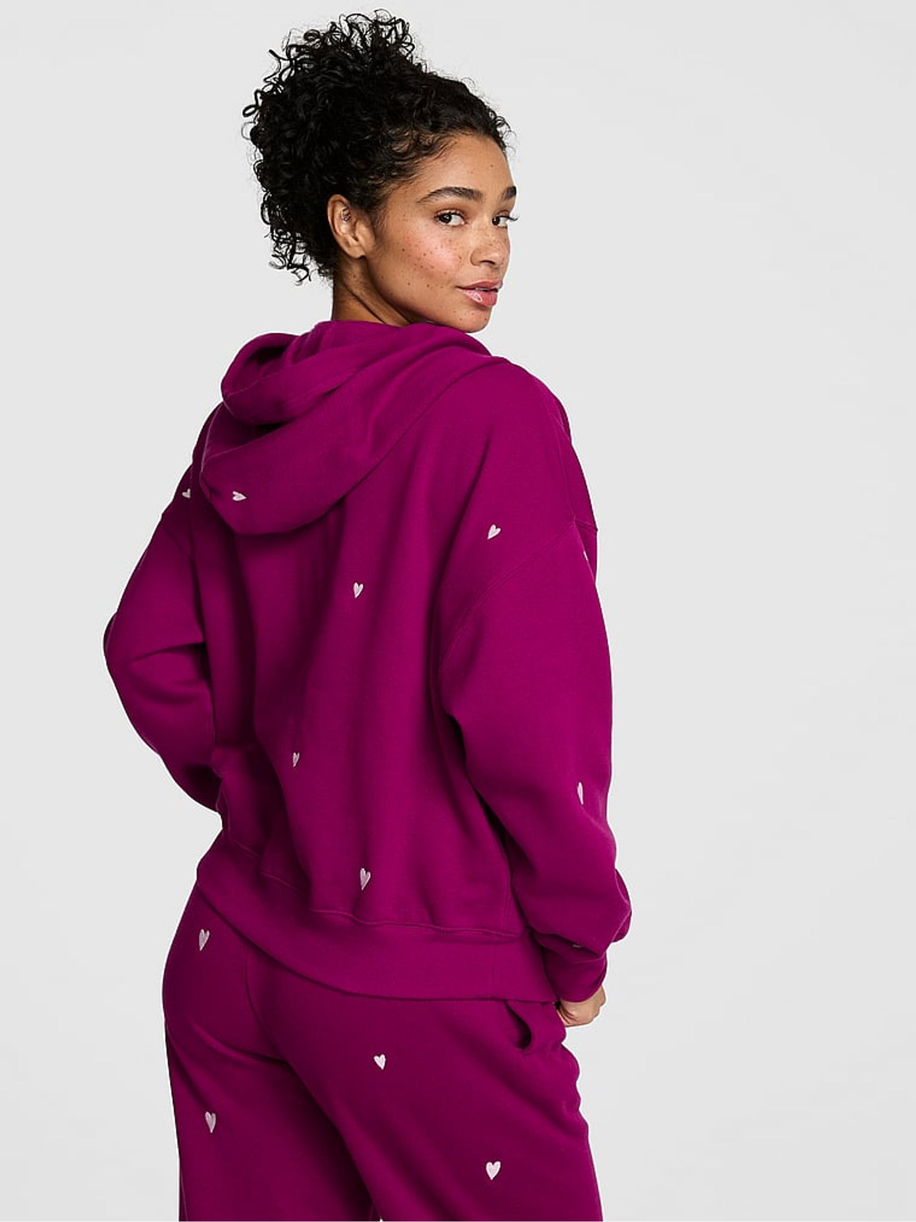 Magenta Purple Fleece Zip Up Hoodie - Image 2 of 2