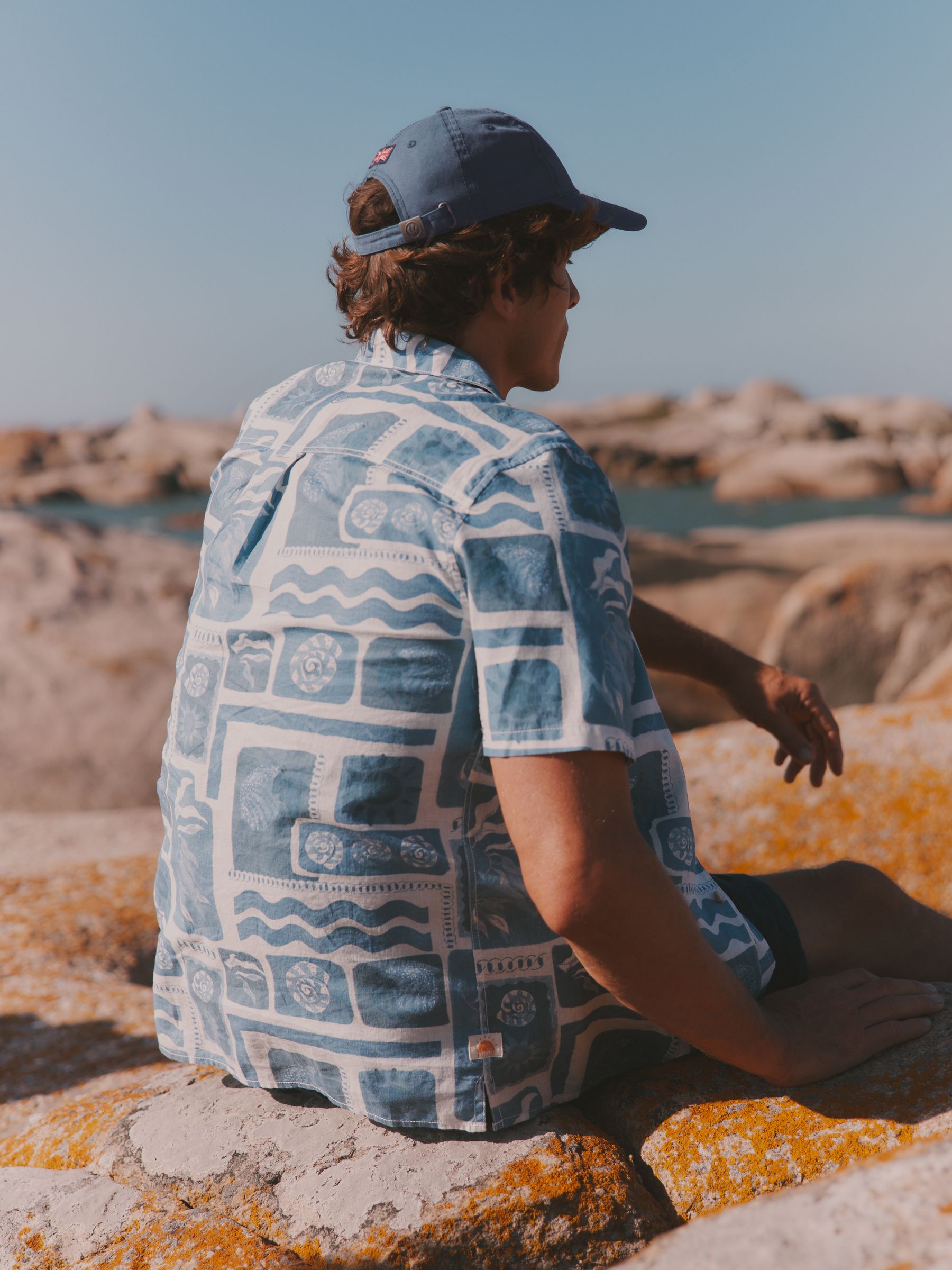 Dusky Blue Short Sleeve MCS Tile Print Shirt - Image 2 of 4