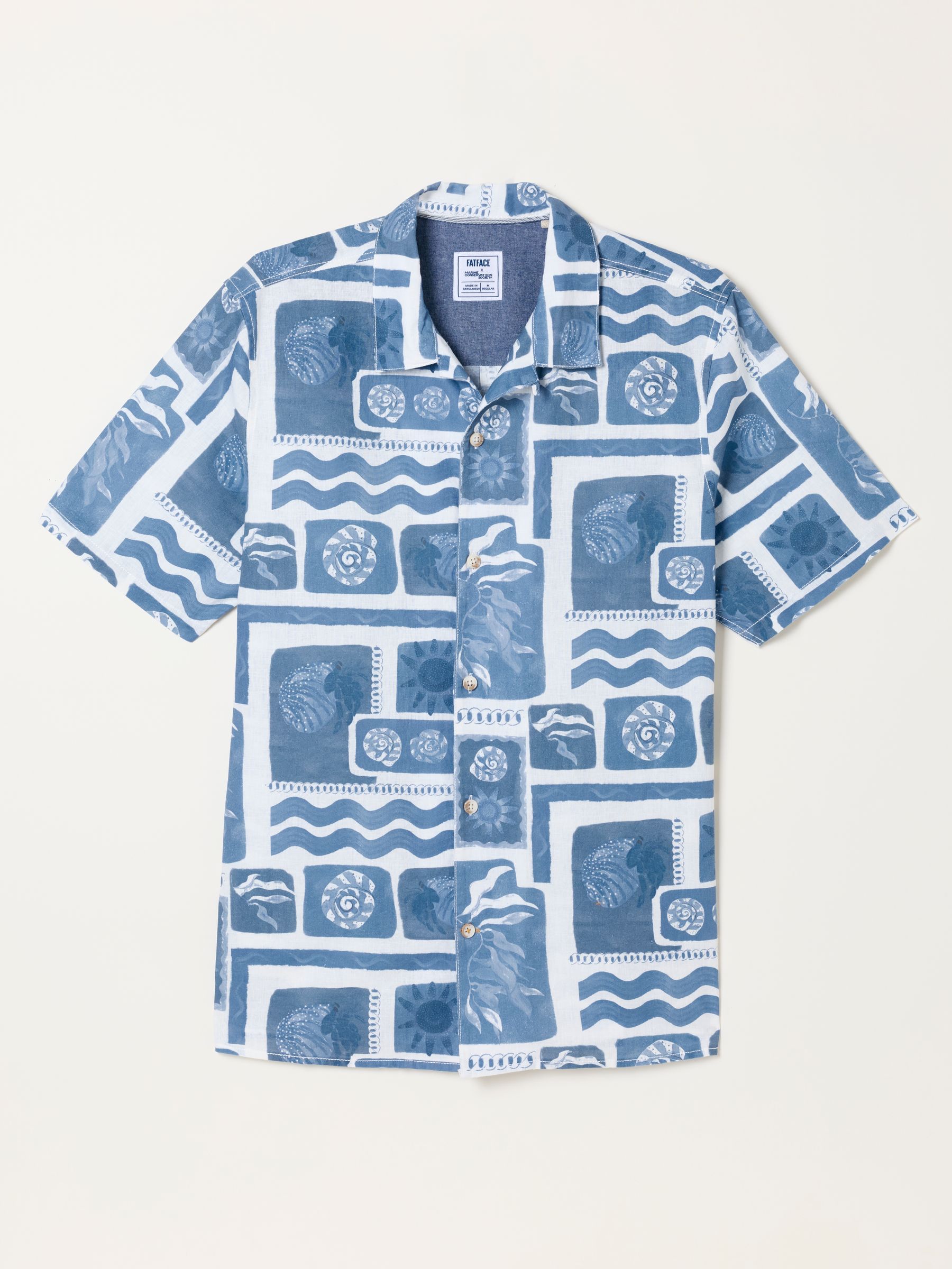 Dusky Blue Short Sleeve MCS Tile Print Shirt - Image 4 of 4