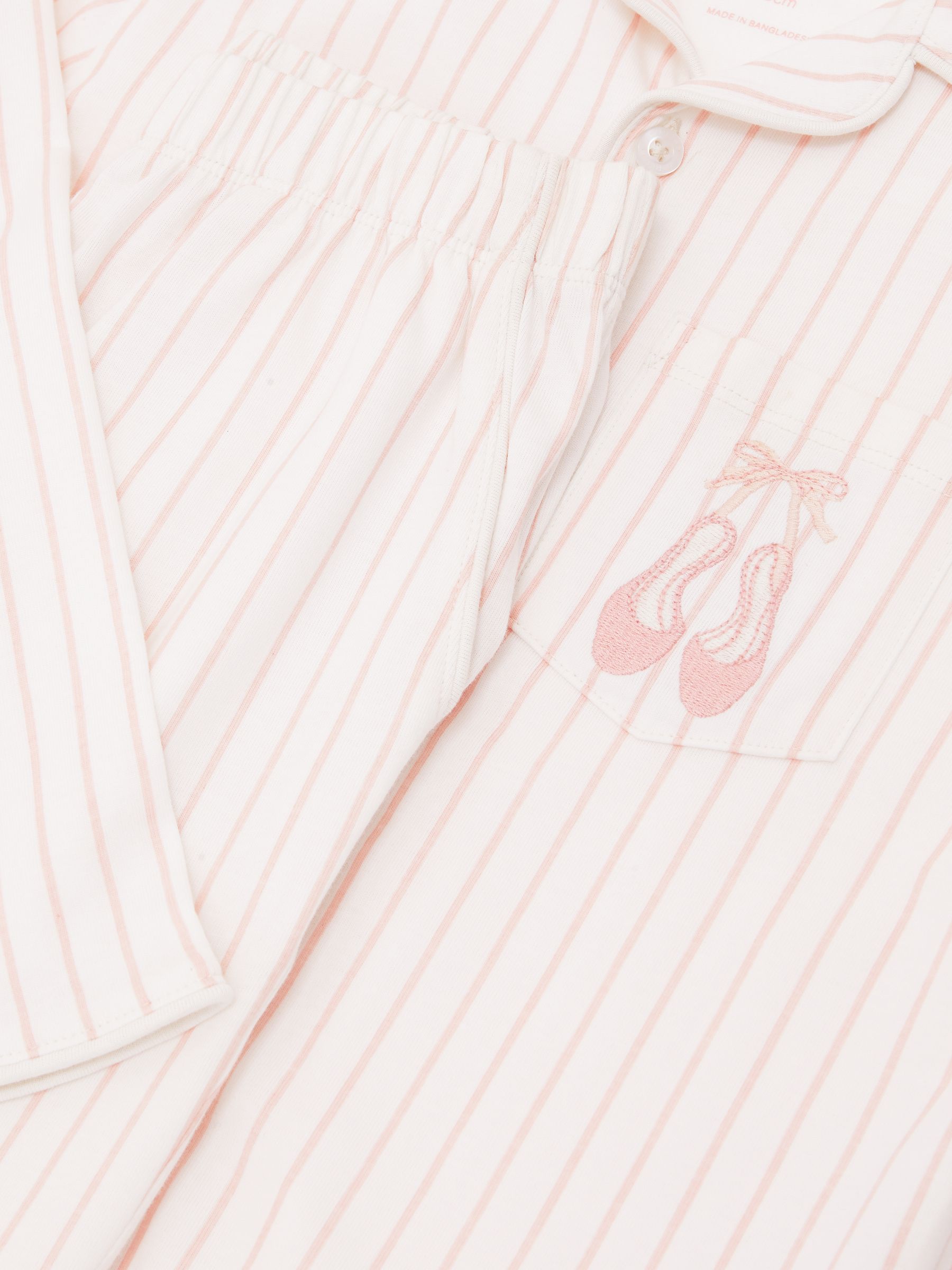 3-9 yrs Cotton Embroidery Stripe Pyjama Set in Pink - Image 6 of 6