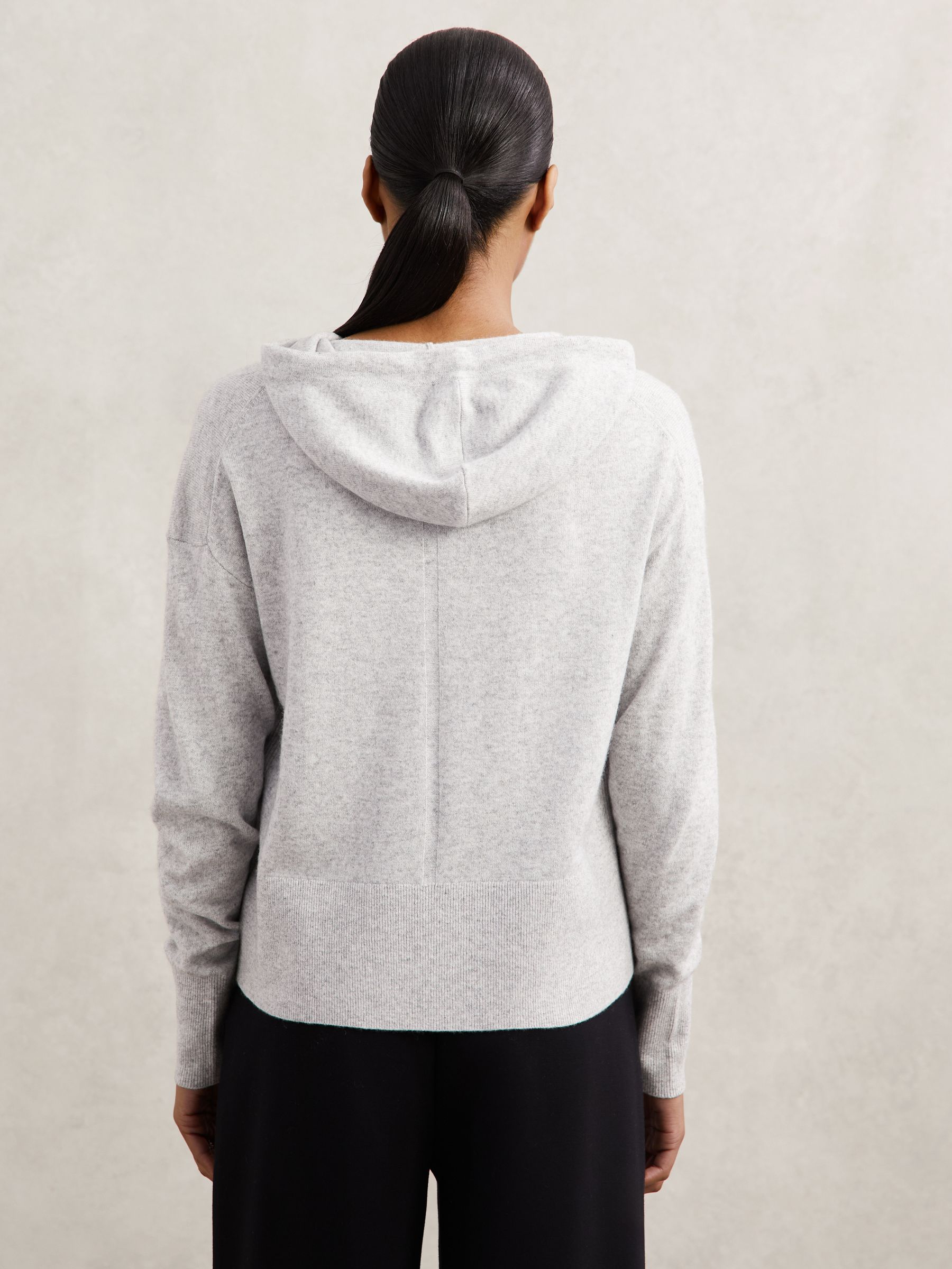 Wool-Blend Button-Through Hoodie with Cashmere in Grey - Image 5 of 6
