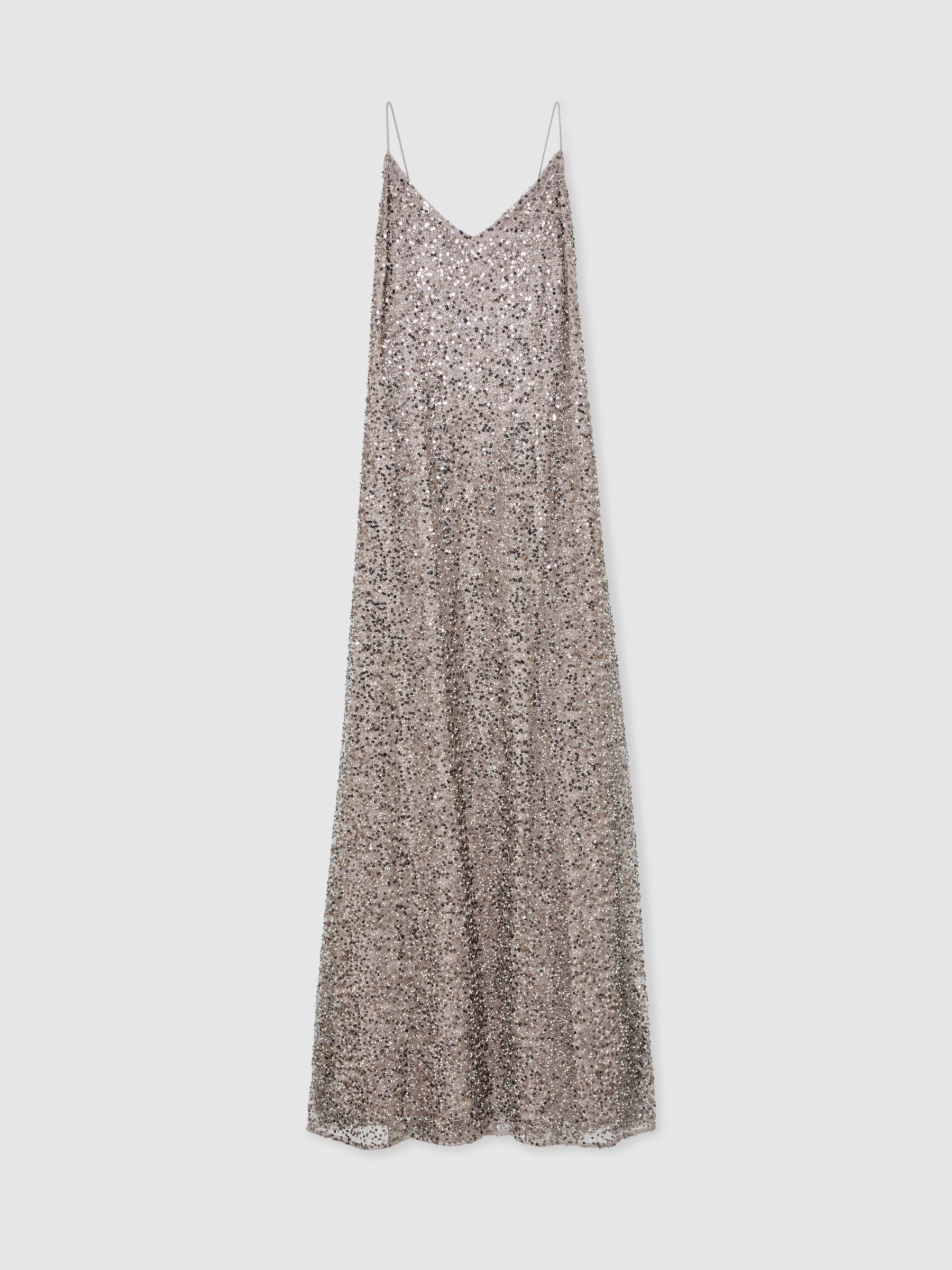 Sequin Maxi Slip Dress in Silver - image 1