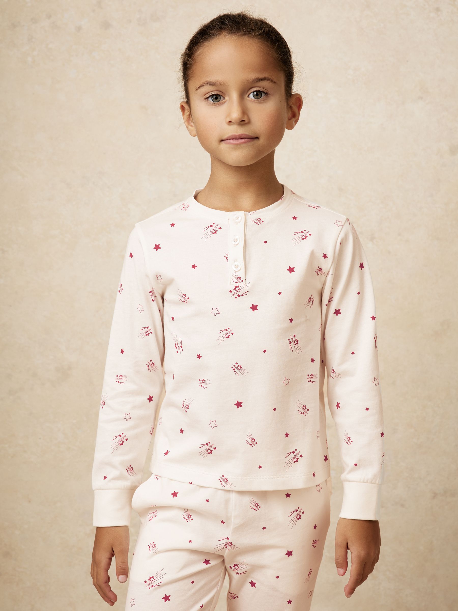 3-9 yrs Cotton-Jersey Star-Print Pyjama Set in Ivory - Image 3 of 5