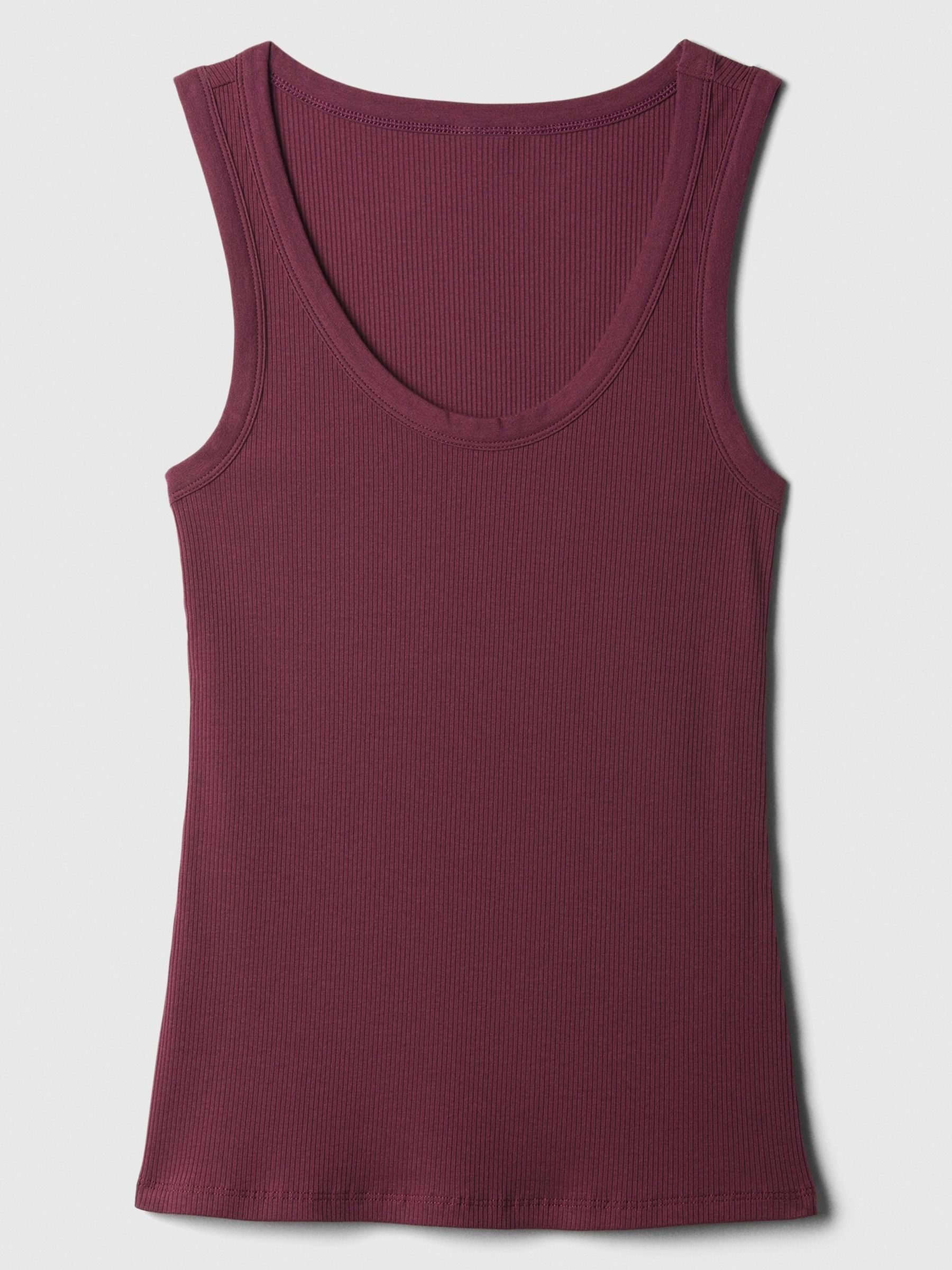 Burgundy Red Soft Ribbed Sleeveless Vest Top - Image 5 of 5